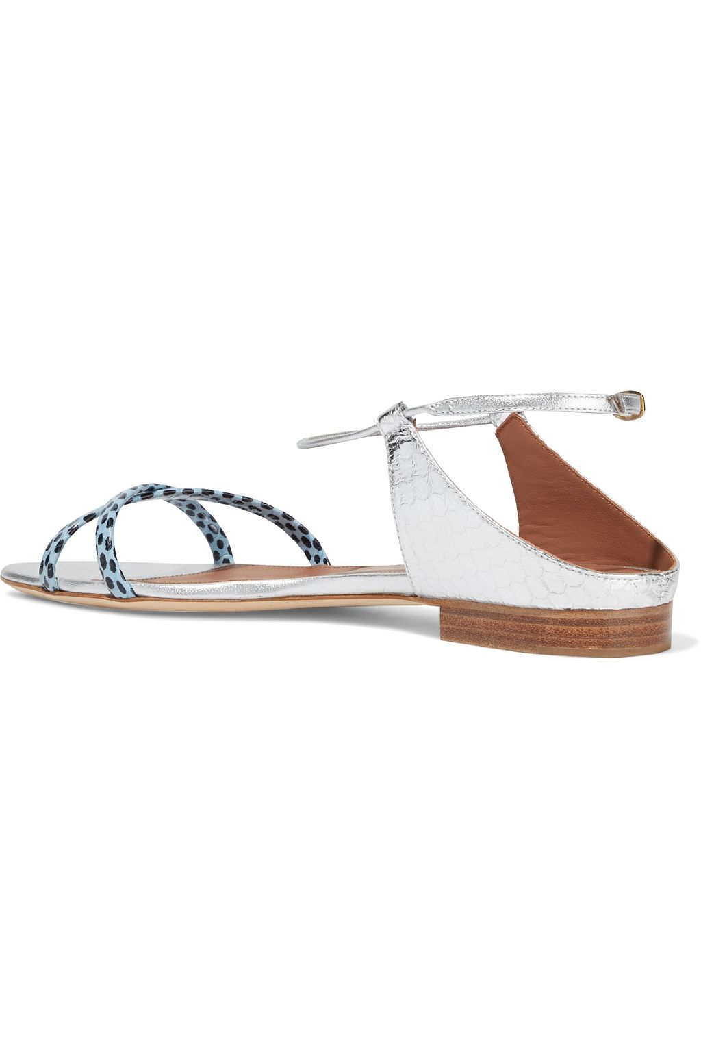 MALONE SOULIERS Darlene metallic smooth and snake-effect leather and elaphe sandals