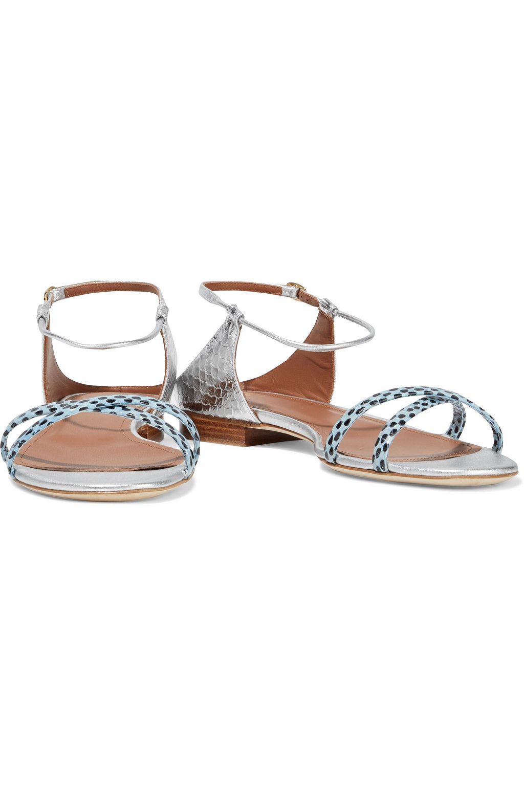 MALONE SOULIERS Darlene metallic smooth and snake-effect leather and elaphe sandals