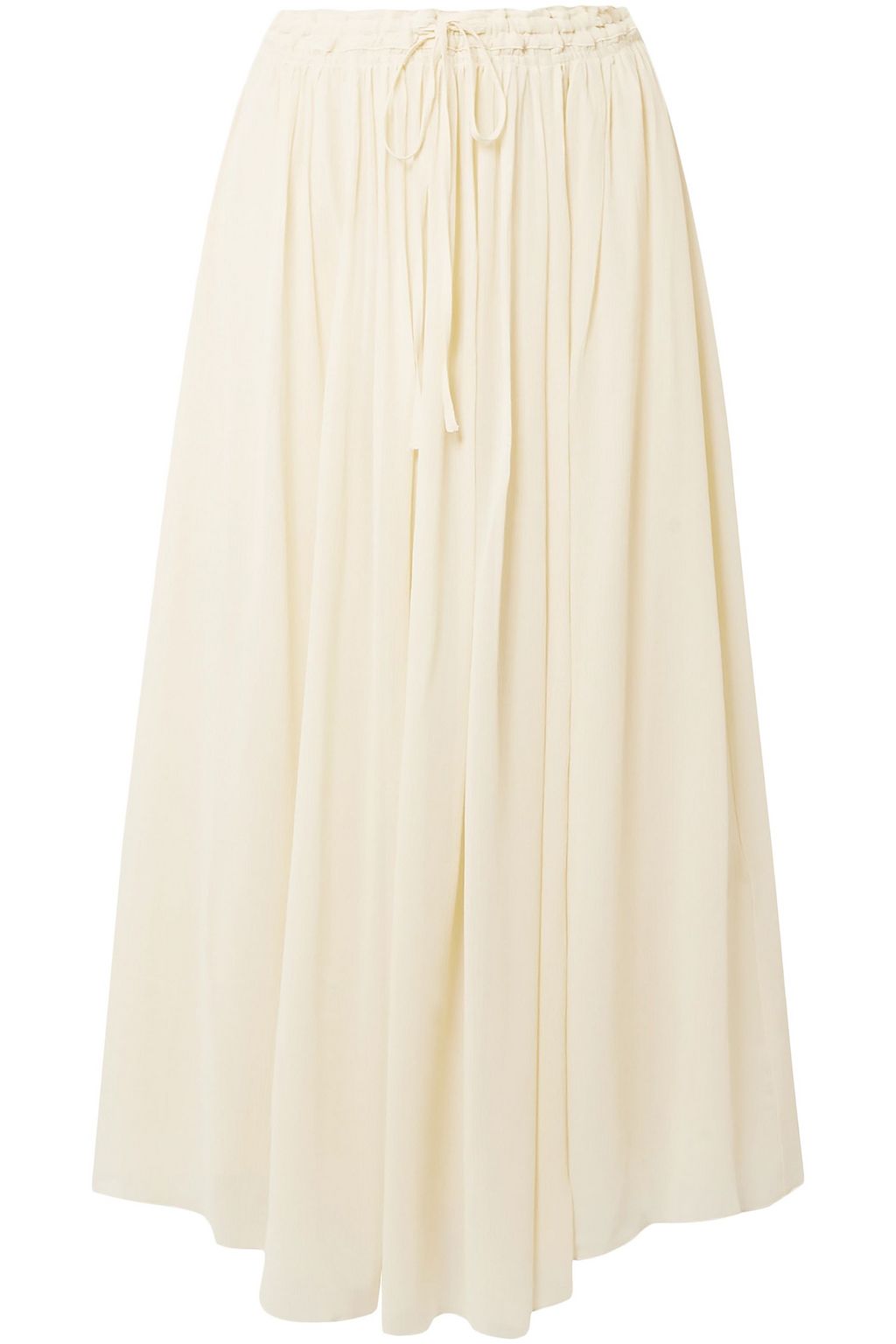 ivory silk midi skirt