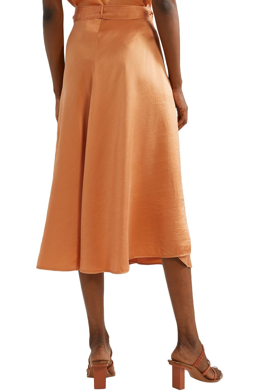 FORTE_FORTE Hammered washed silk-satin midi wrap skirt