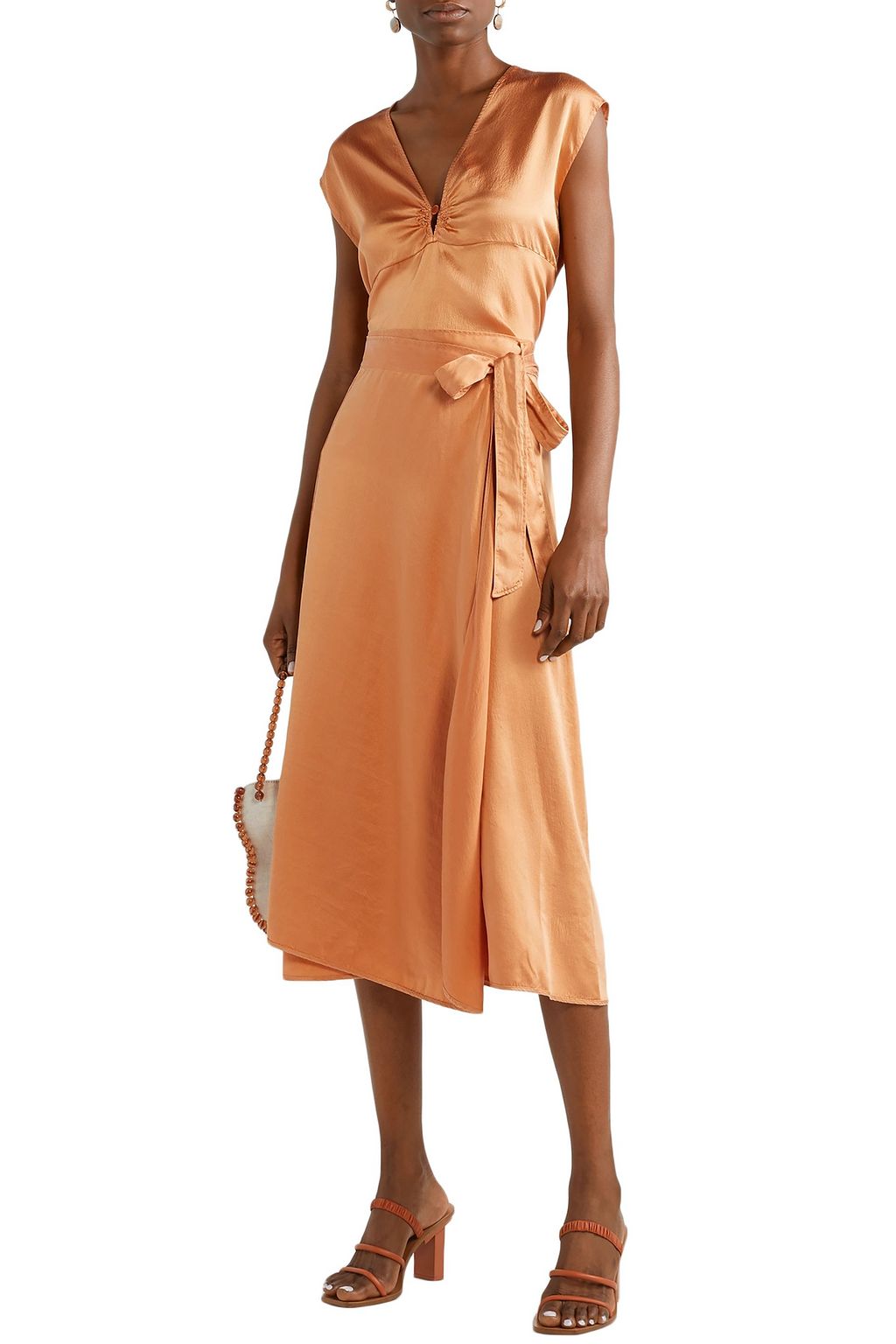 FORTE_FORTE Hammered washed silk-satin midi wrap skirt