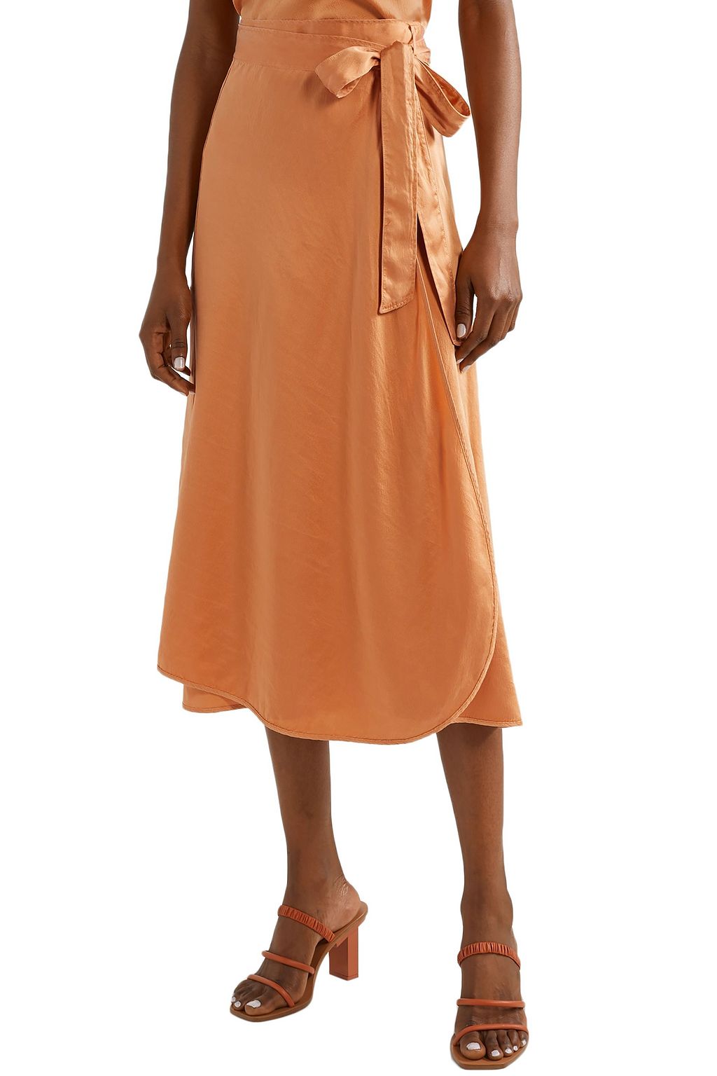 FORTE_FORTE Hammered washed silk-satin midi wrap skirt