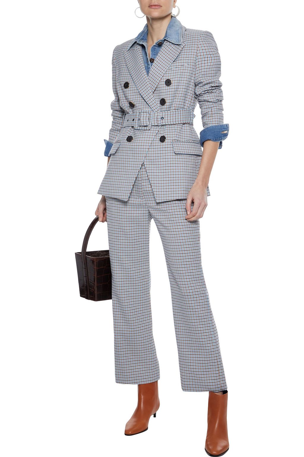 VERONICA BEARD Cormac houndstooth twill kick-flare pants