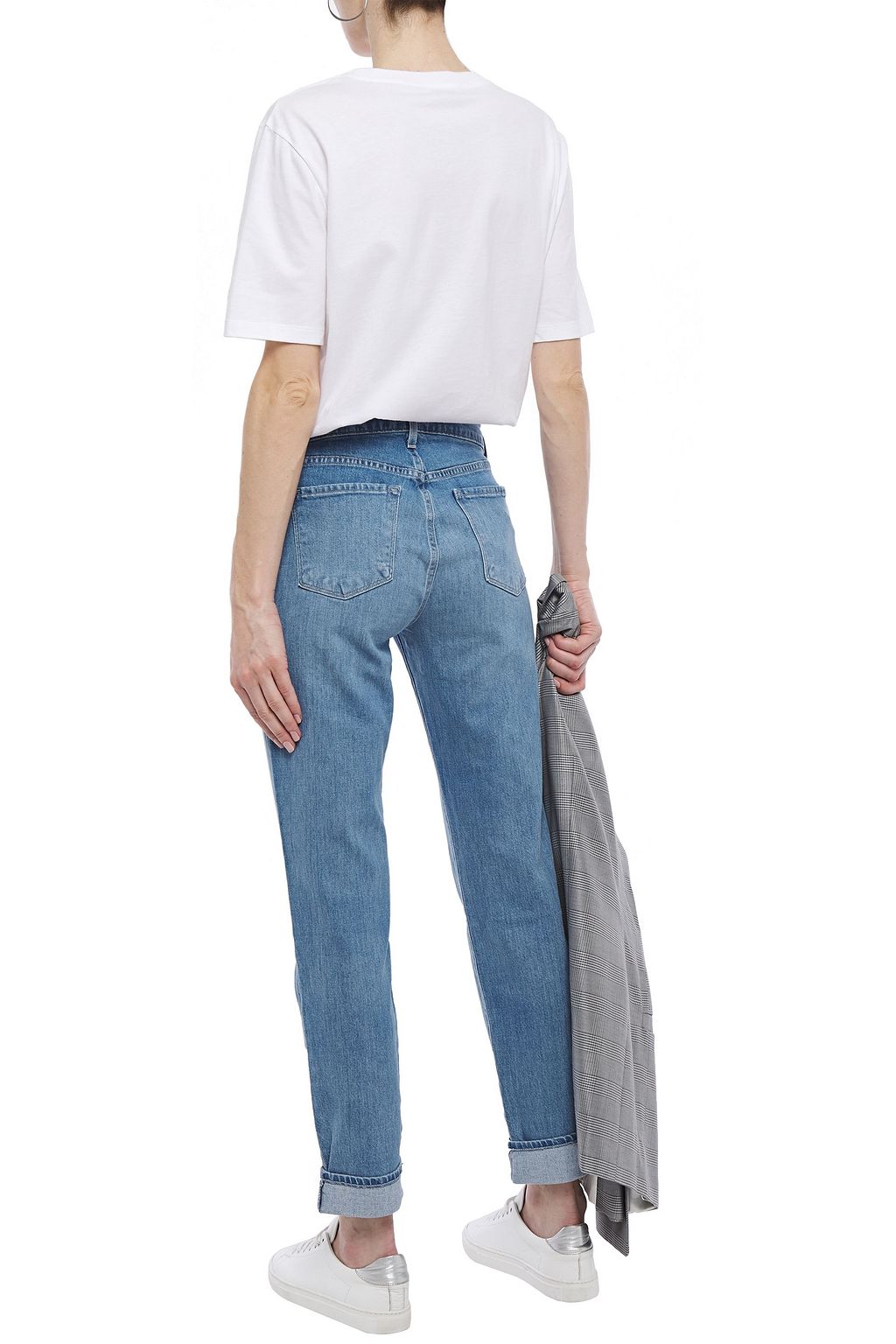 J BRAND Cropped faded mid-rise boyfriend jeans