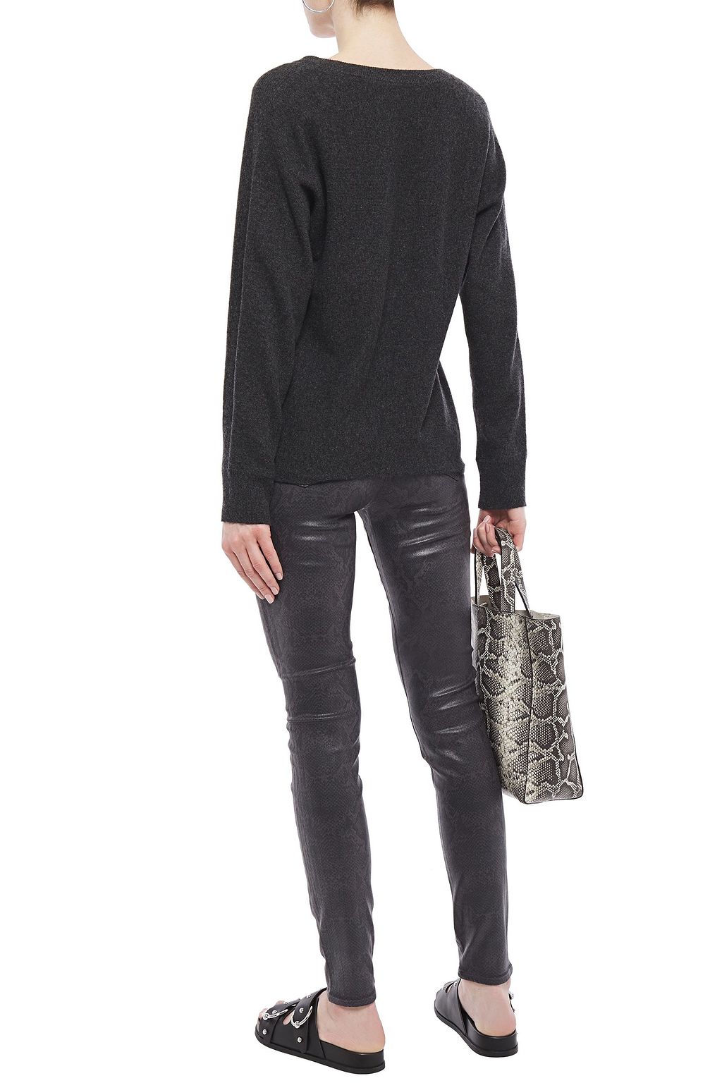 J BRAND Coated snake-print high-rise skinny jeans