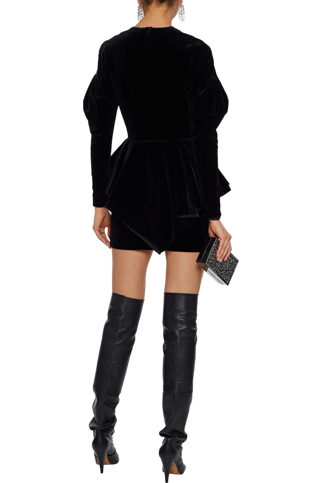 ALEXANDRE VAUTHIER Buckle-embellished cotton-velvet peplum mini dress