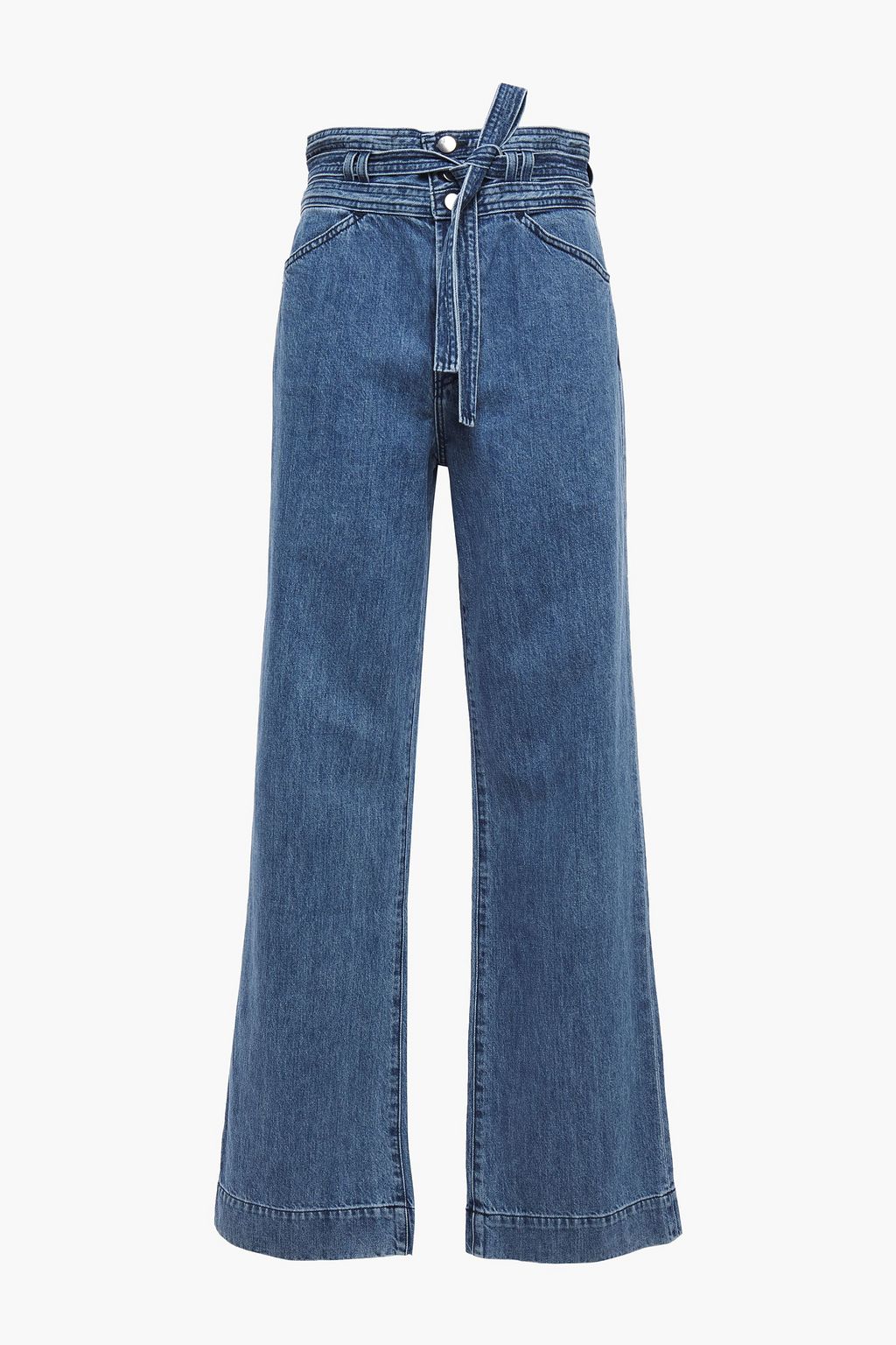 belted high rise jeans