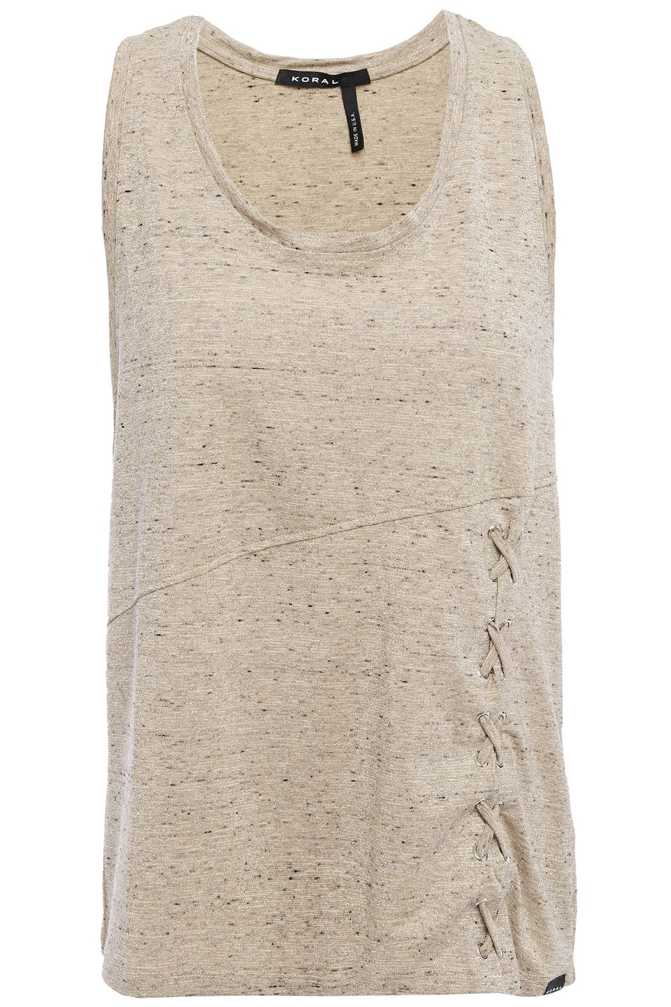 Woman Lace-up Metallic Stretch-jersey Tank