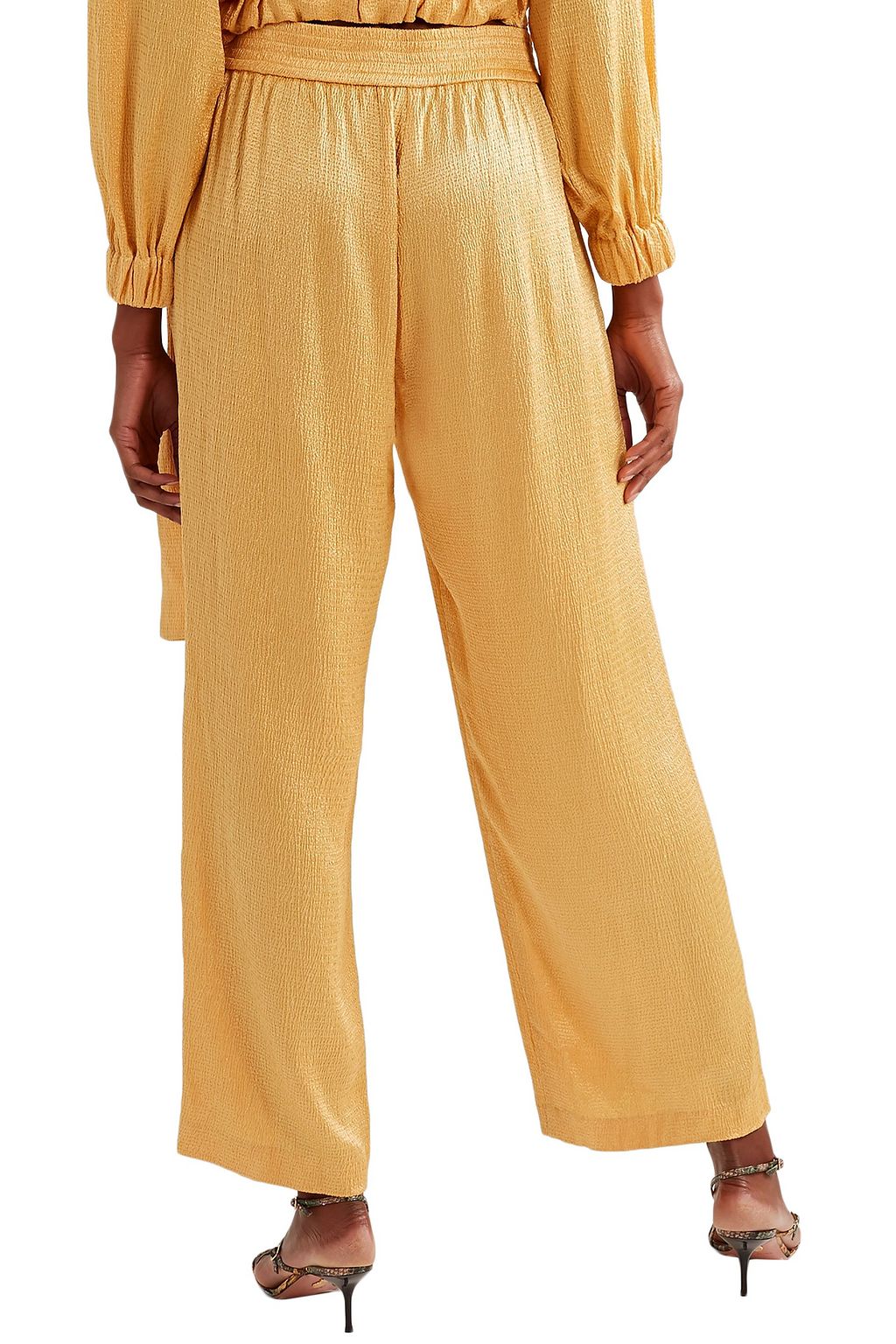 LAPOINTE Crinkled-satin wide-leg pants