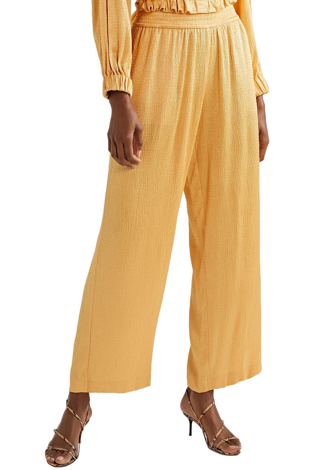 LAPOINTE Crinkled-satin wide-leg pants