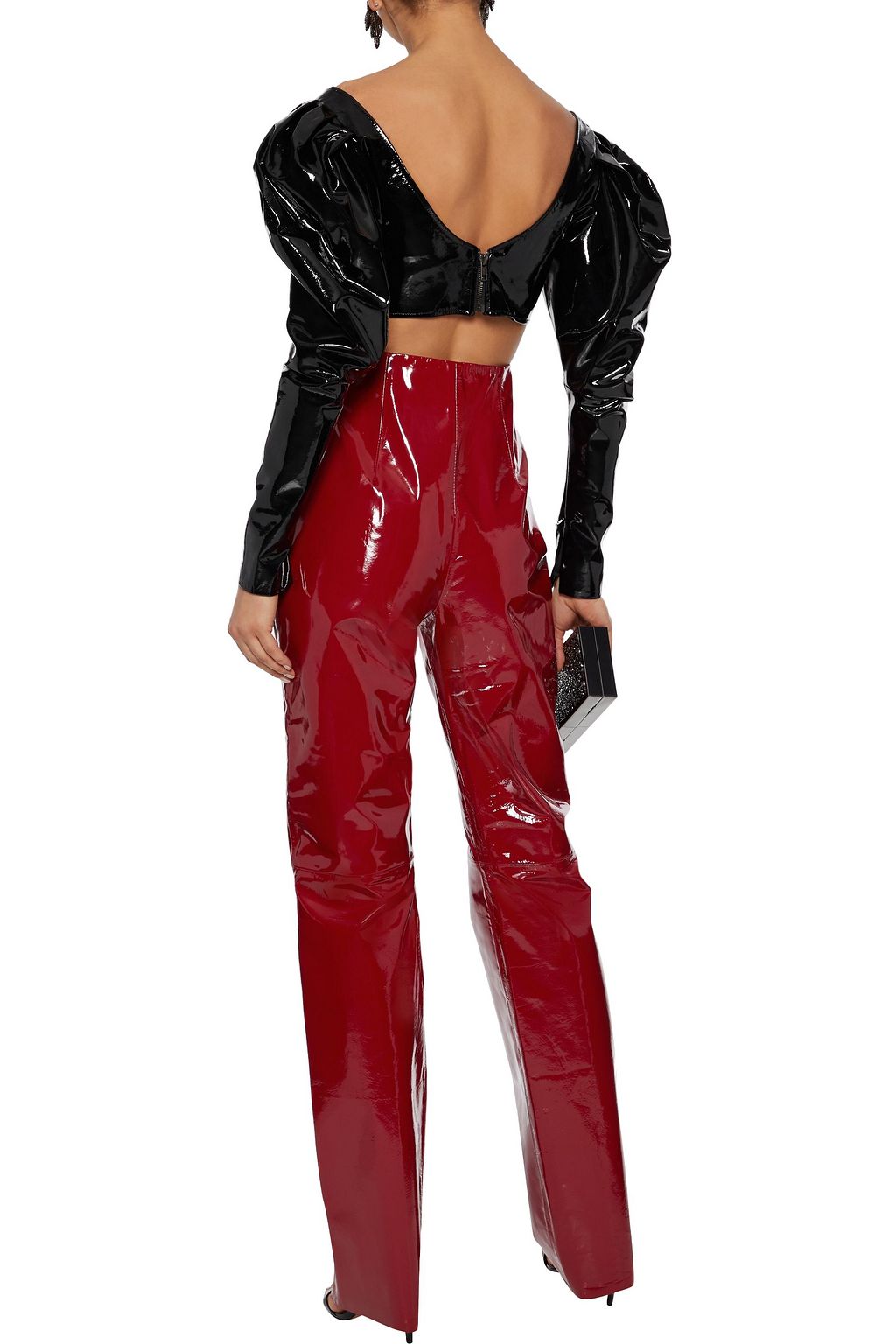 16ARLINGTON Cropped patent-leather top