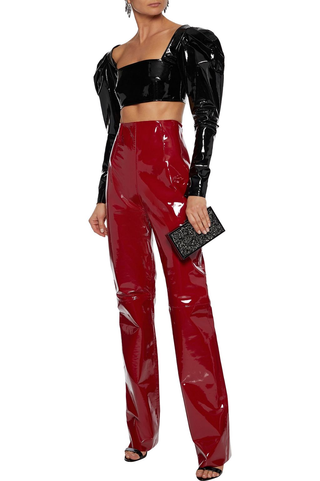 16ARLINGTON Cropped patent-leather top
