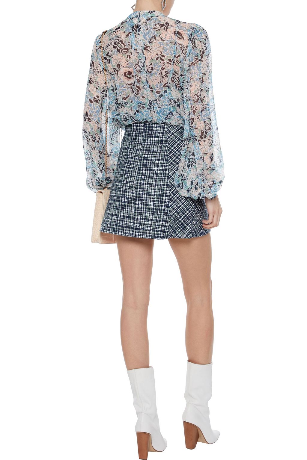 VERONICA BEARD Starck button-embellished cotton-blend bouclé-tweed mini skirt