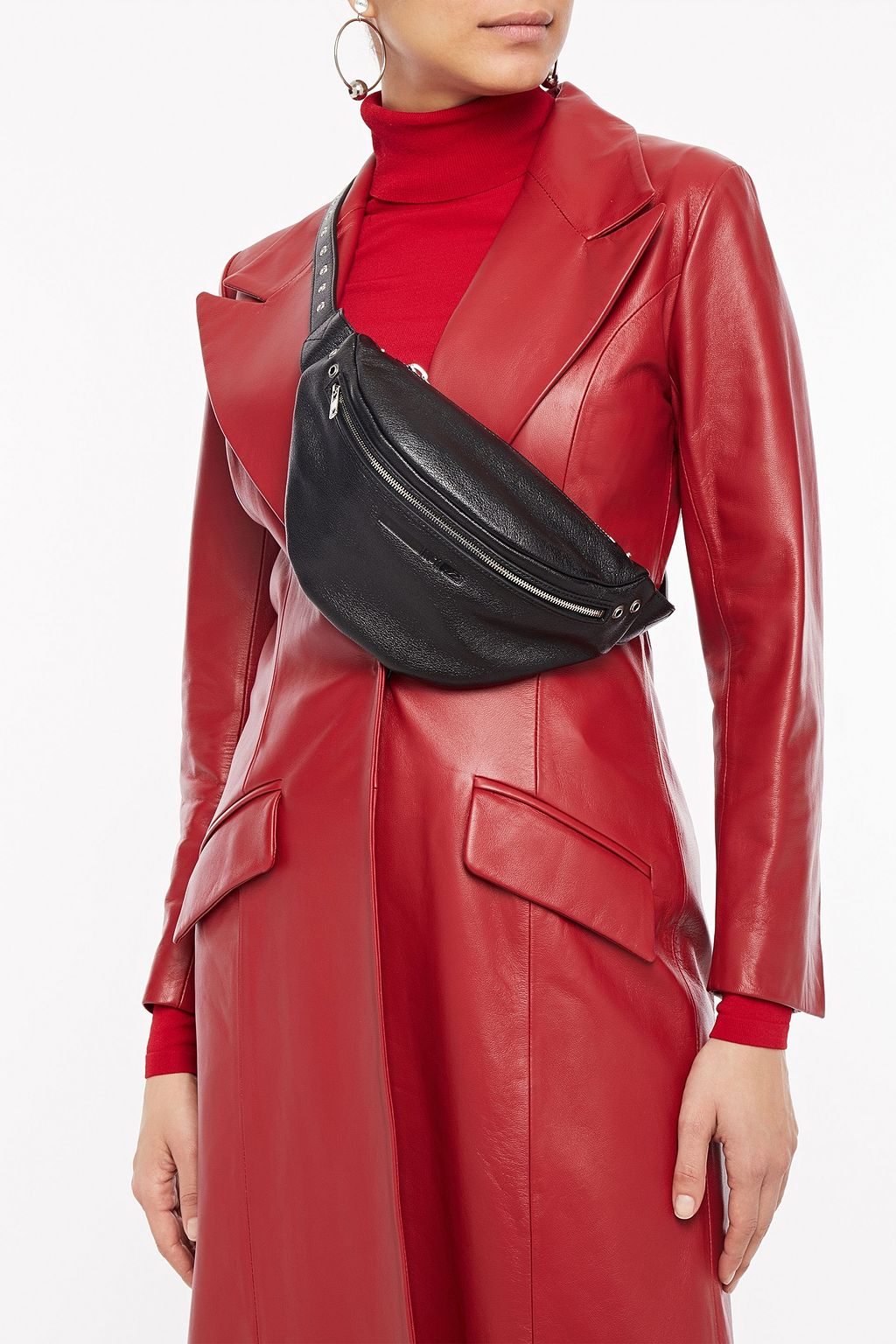 MCQ ALEXANDER MCQUEEN Glossed textured-leather belt bag