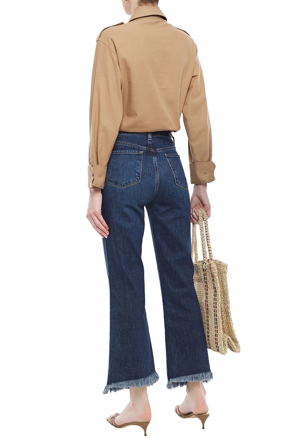 J BRAND Julia frayed faded high-rise flared jeans