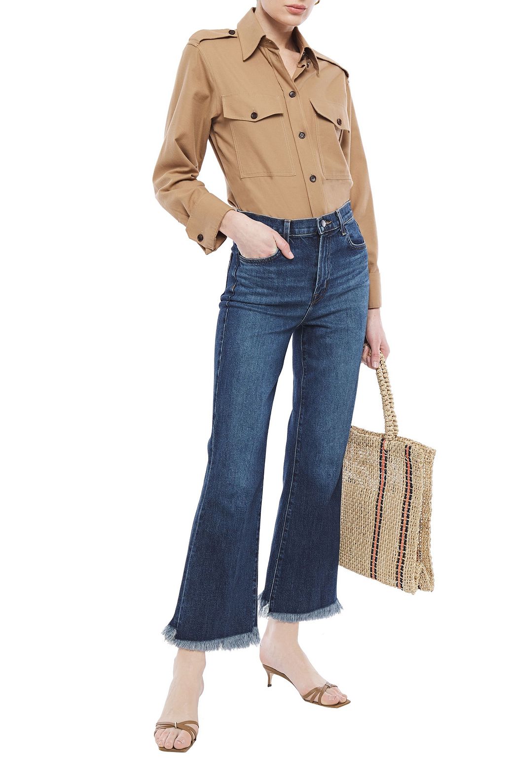 J BRAND Julia frayed faded high-rise flared jeans