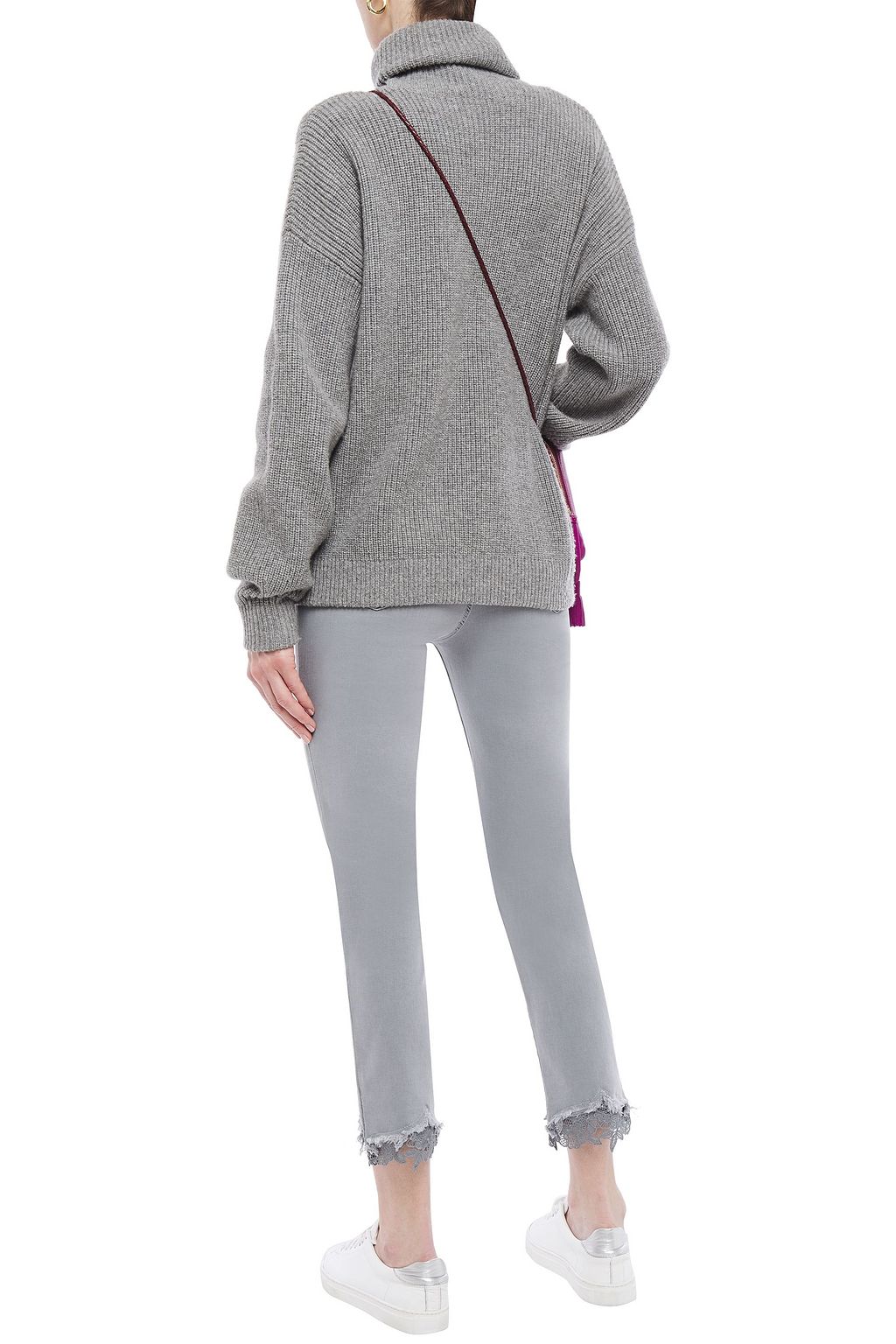 J BRAND Ruby cropped guipure lace-trimmed high-rise skinny jeans