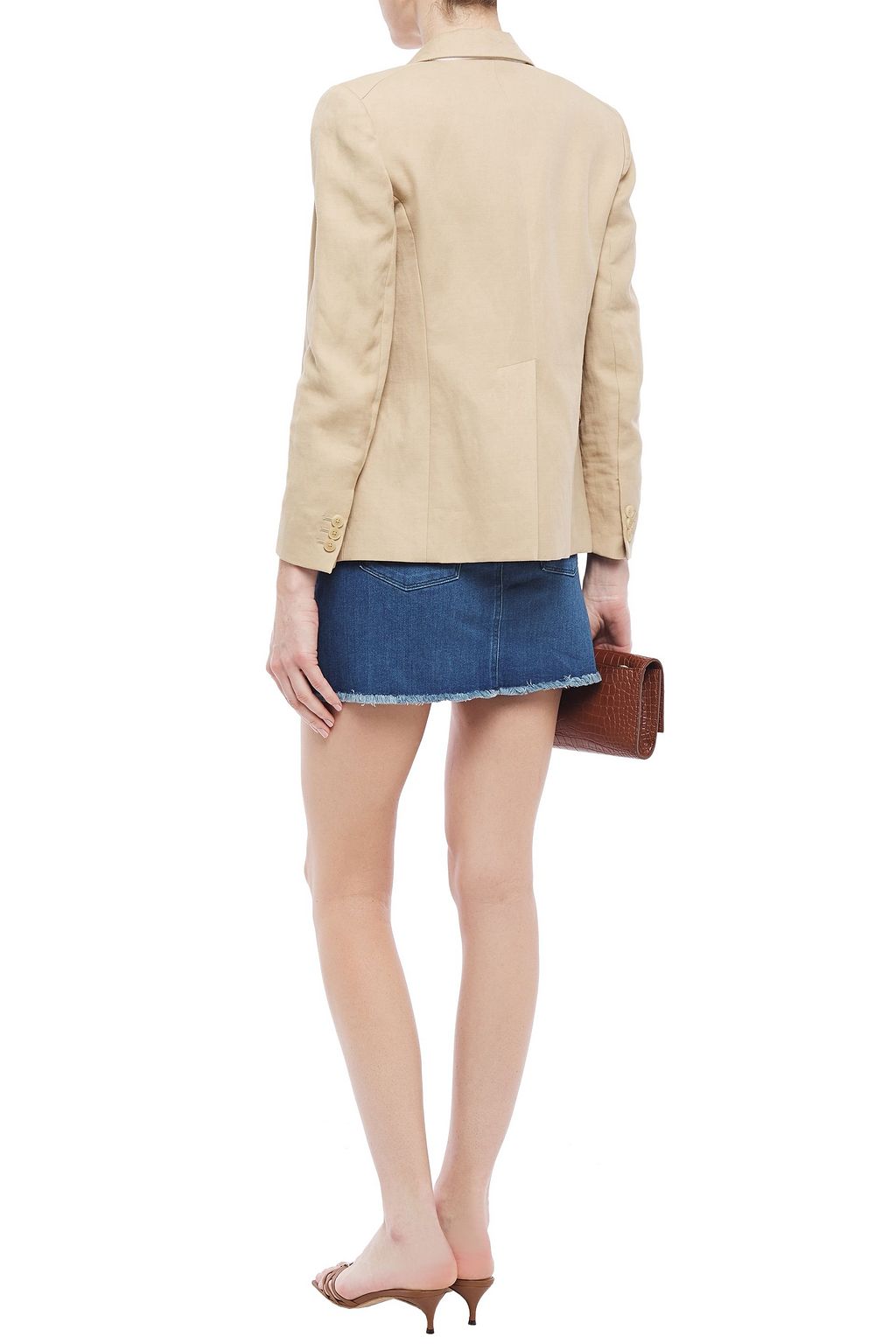 J BRAND Bonny frayed faded denim mini skirt