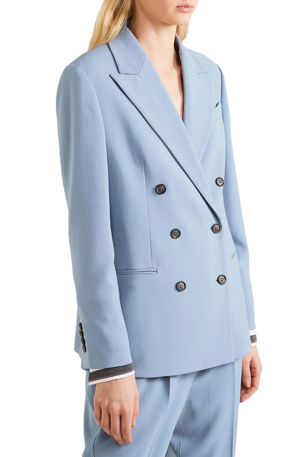 BRUNELLO CUCINELLI Layered wool-blend stretch-twill blazer