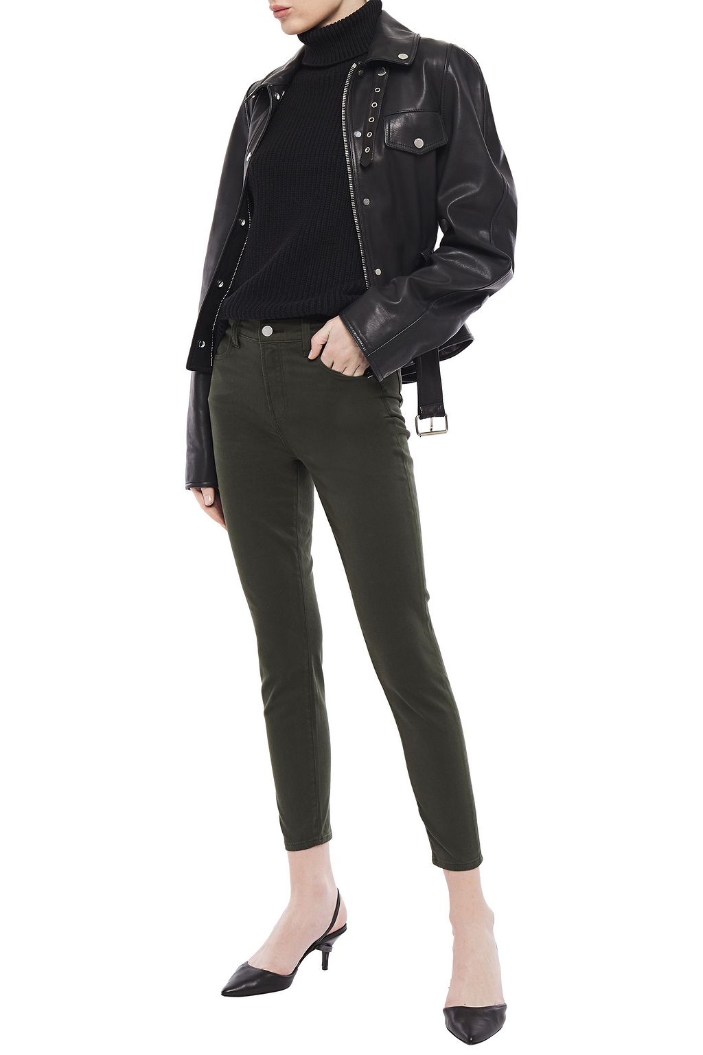 J BRAND Cropped cotton-blend skinny pants