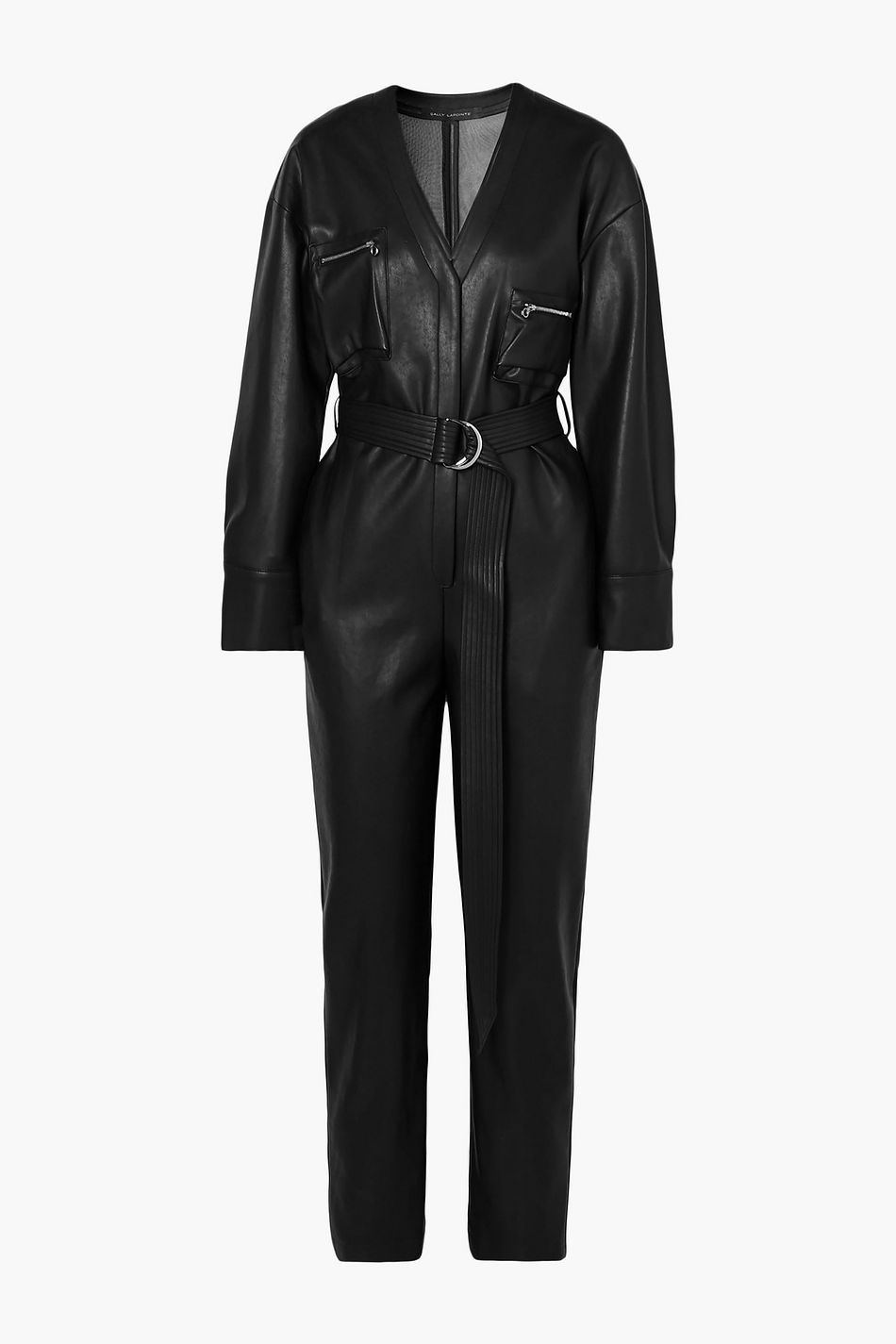 black pleather jumpsuit