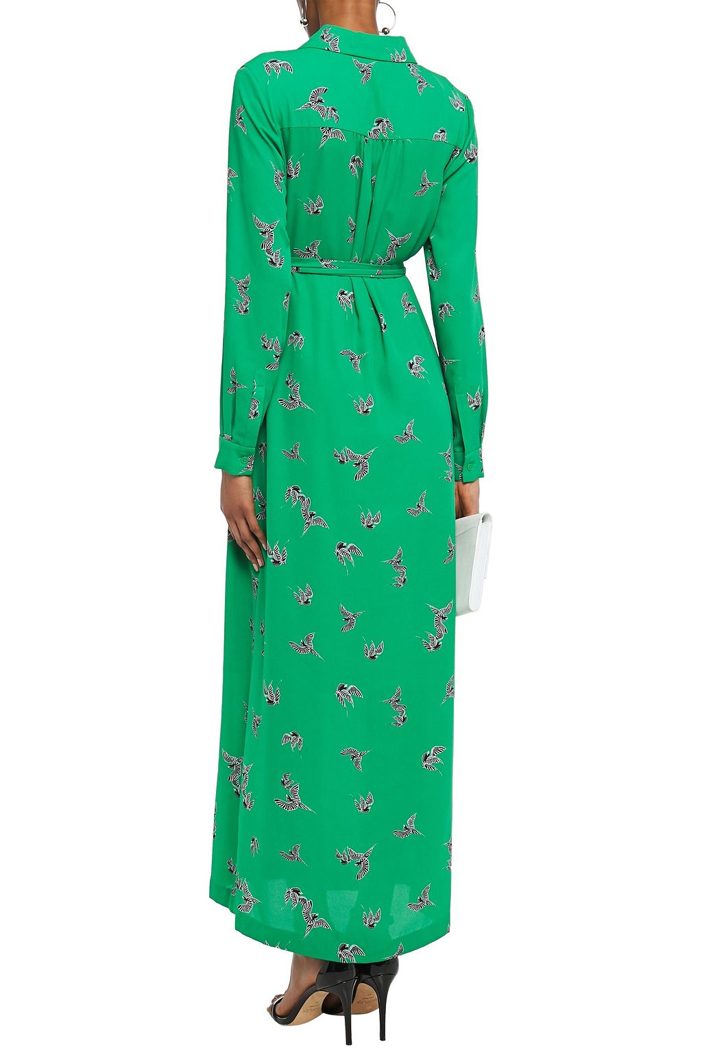 DIANE VON FURSTENBERG Printed crepe maxi shirt dress