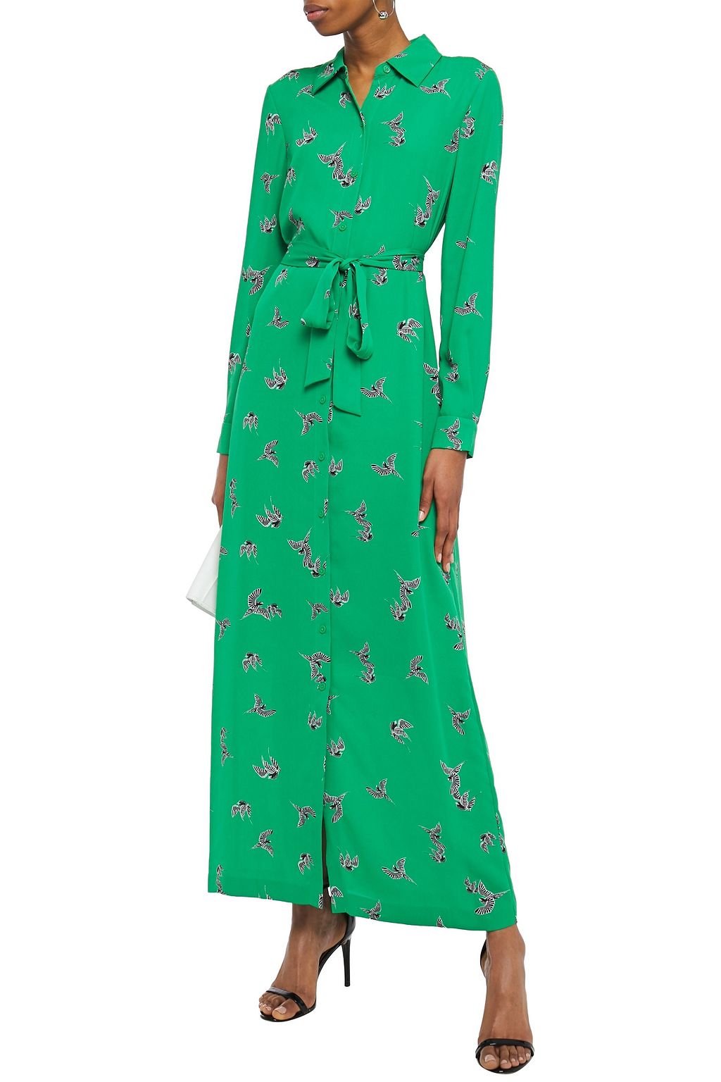 DIANE VON FURSTENBERG Printed crepe maxi shirt dress