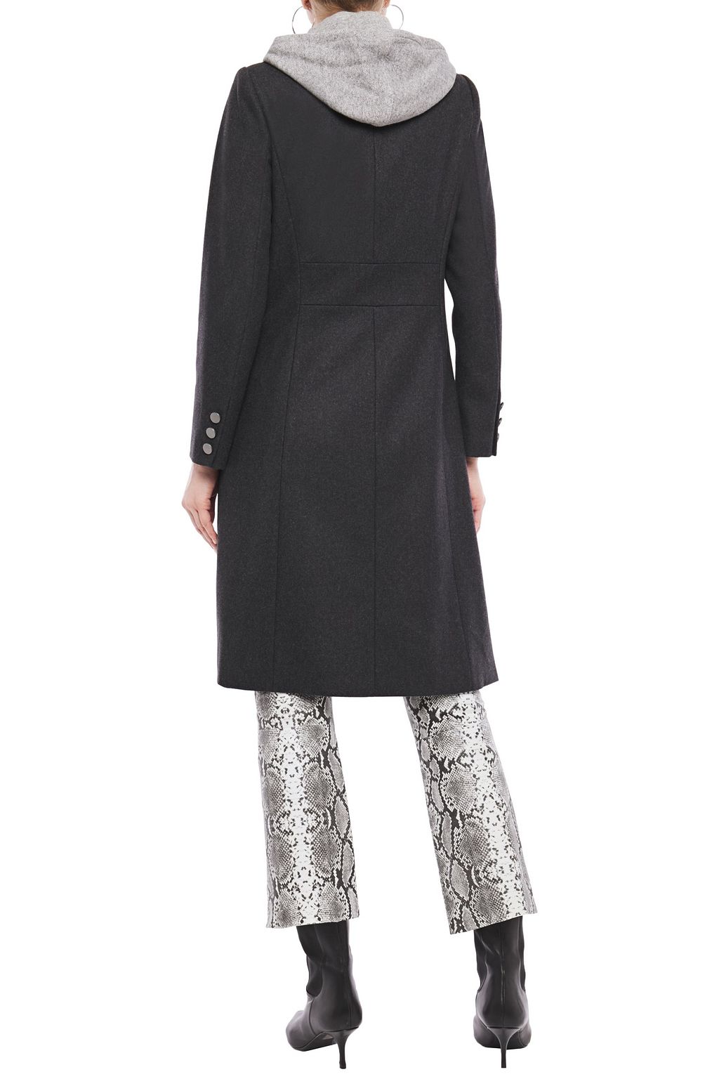 ALICE + OLIVIA French cotton terry-paneled wool-blend brushed-felt hooded coat