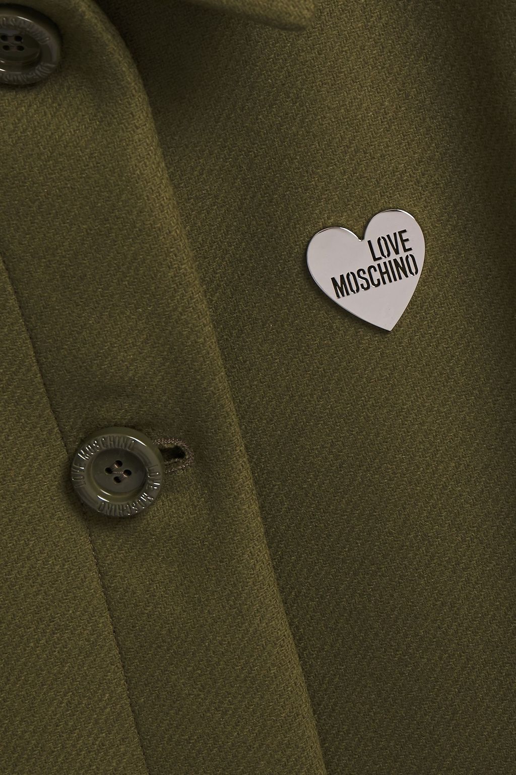 LOVE MOSCHINO Appliquéd wool-blend twill coat