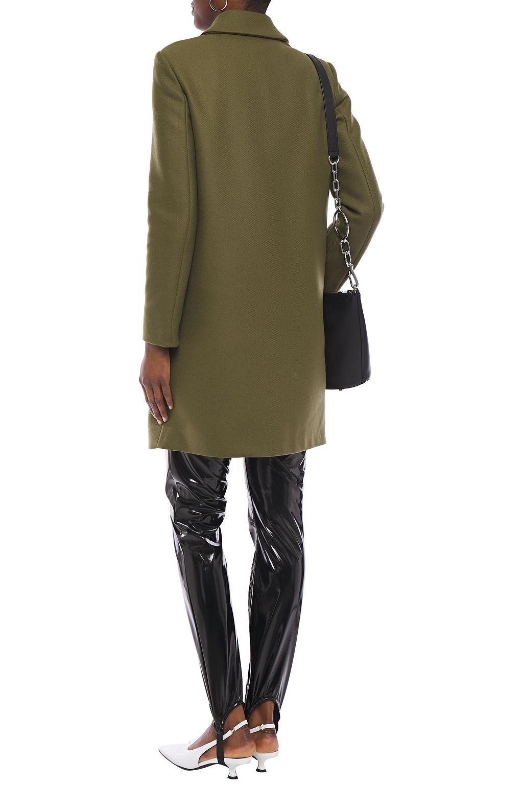 LOVE MOSCHINO Appliquéd wool-blend twill coat