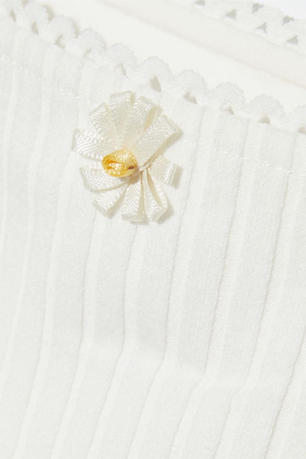 SOLID & STRIPED Floral-appliquéd ribbed-knit mini dress