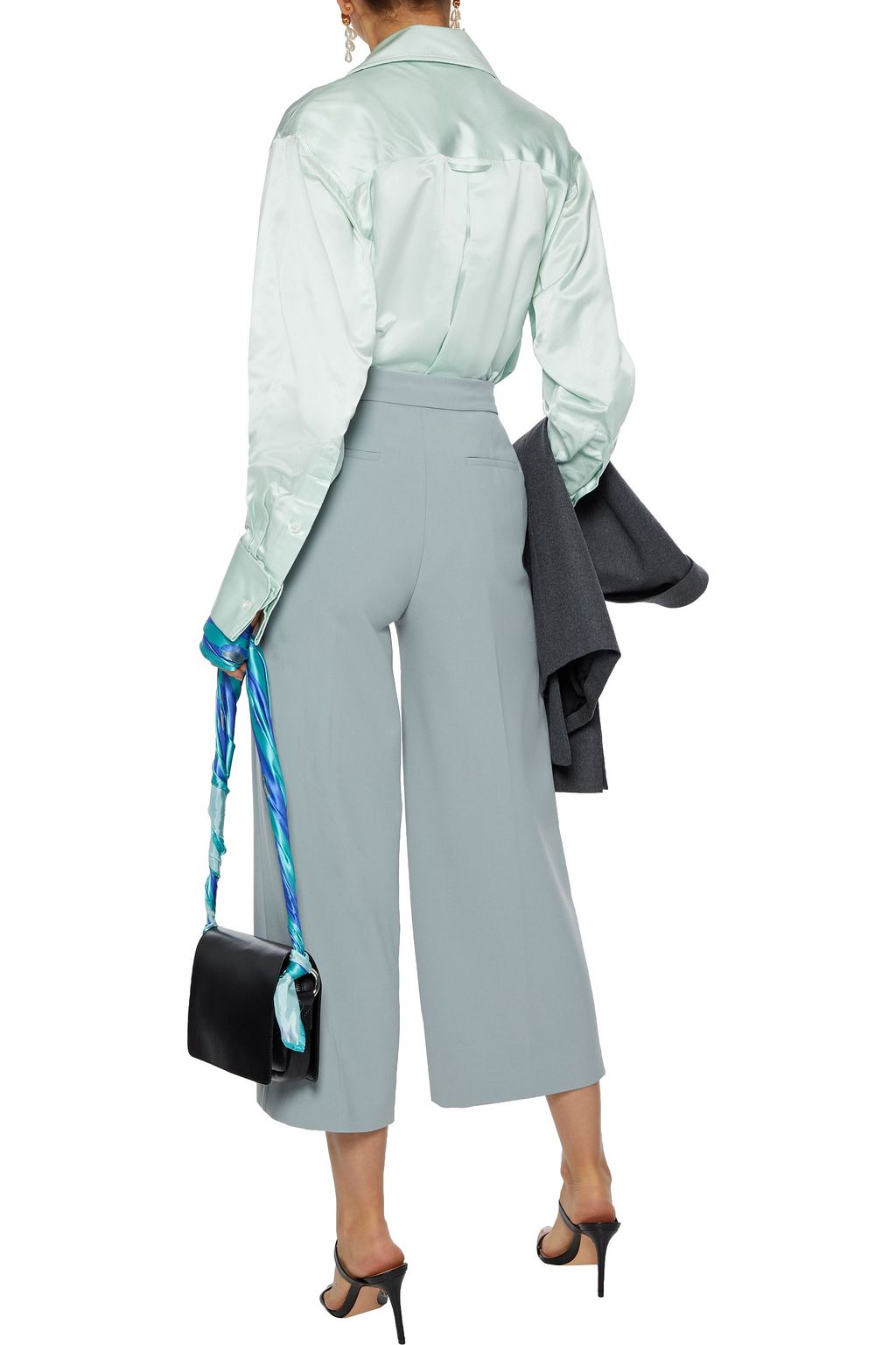 ELIE TAHARI Juno cropped stretch-twill wide-leg pants
