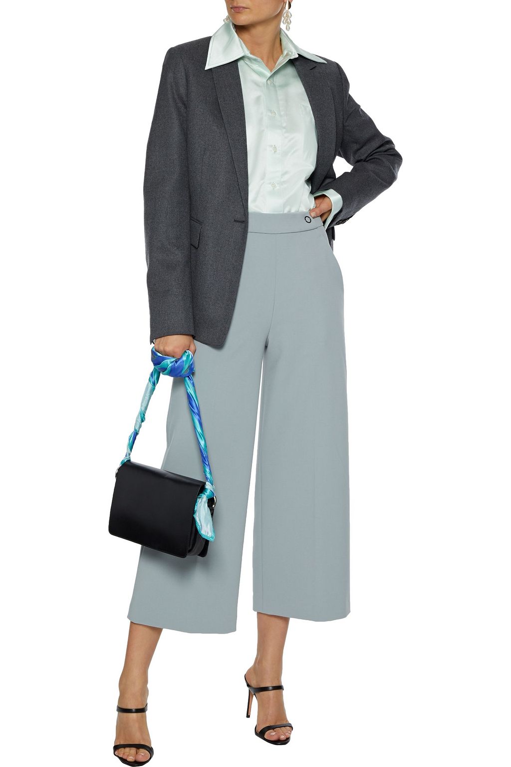 ELIE TAHARI Juno cropped stretch-twill wide-leg pants