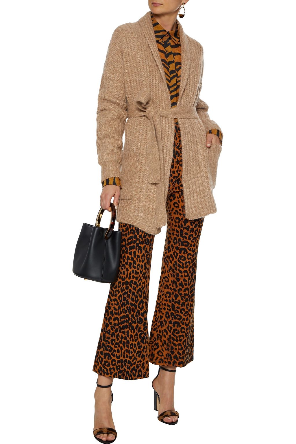 DIANE VON FURSTENBERG Belted ribbed-knit cardigan