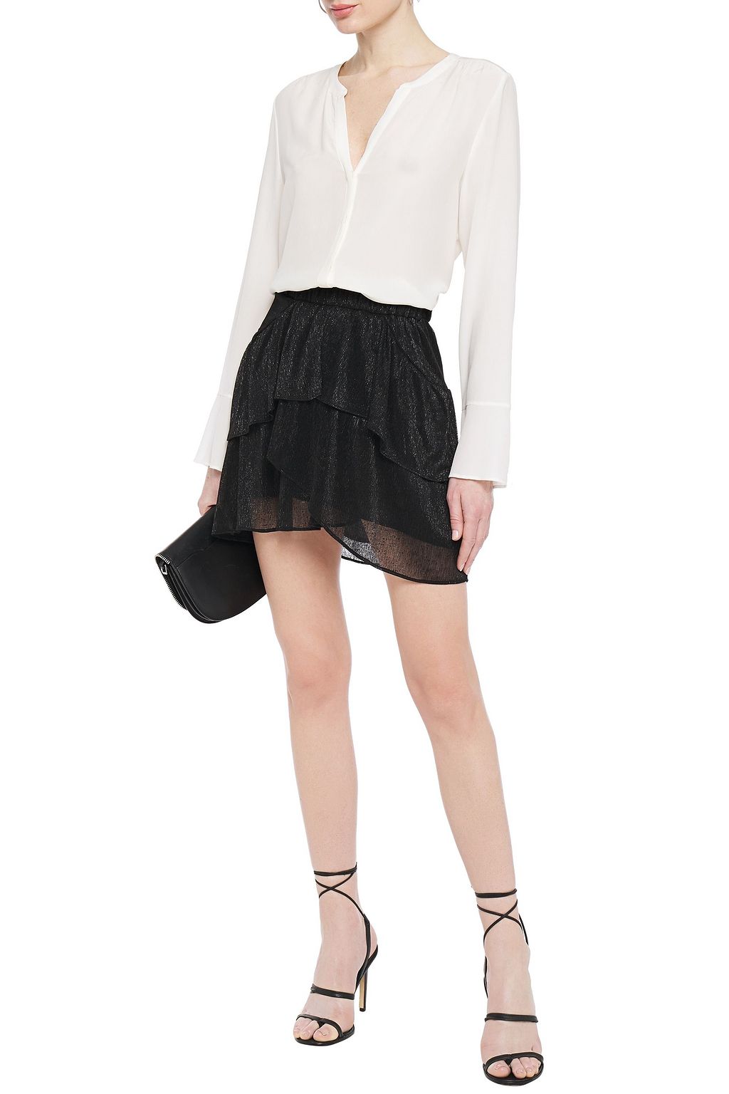 IRO Huge tiered zebra-print Lurex mini skirt