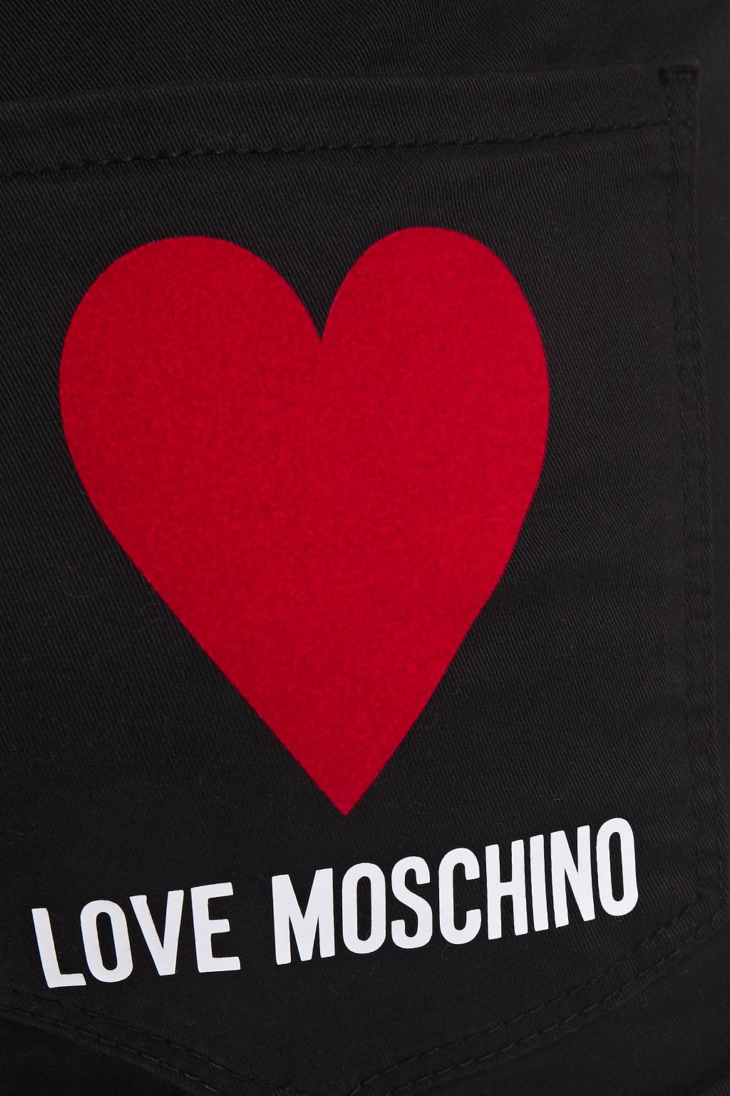 LOVE MOSCHINO Flocked printed mid-rise slim-leg jeans