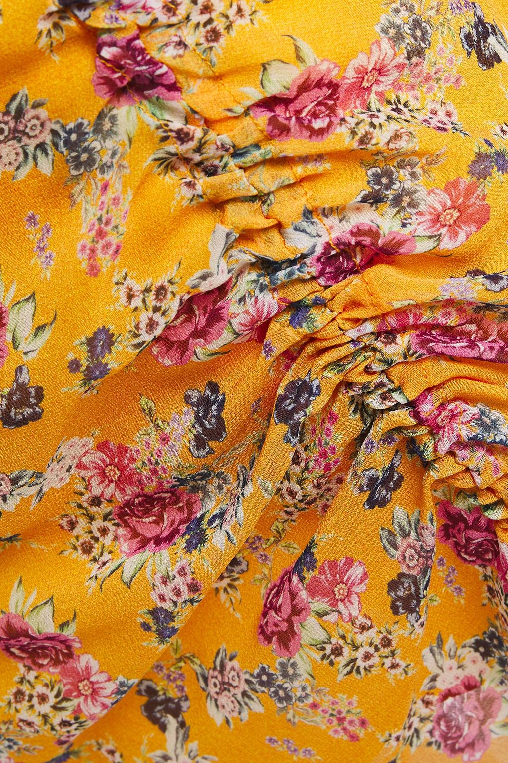 NICHOLAS Asymmetric gathered floral-print silk-chiffon midi skirt