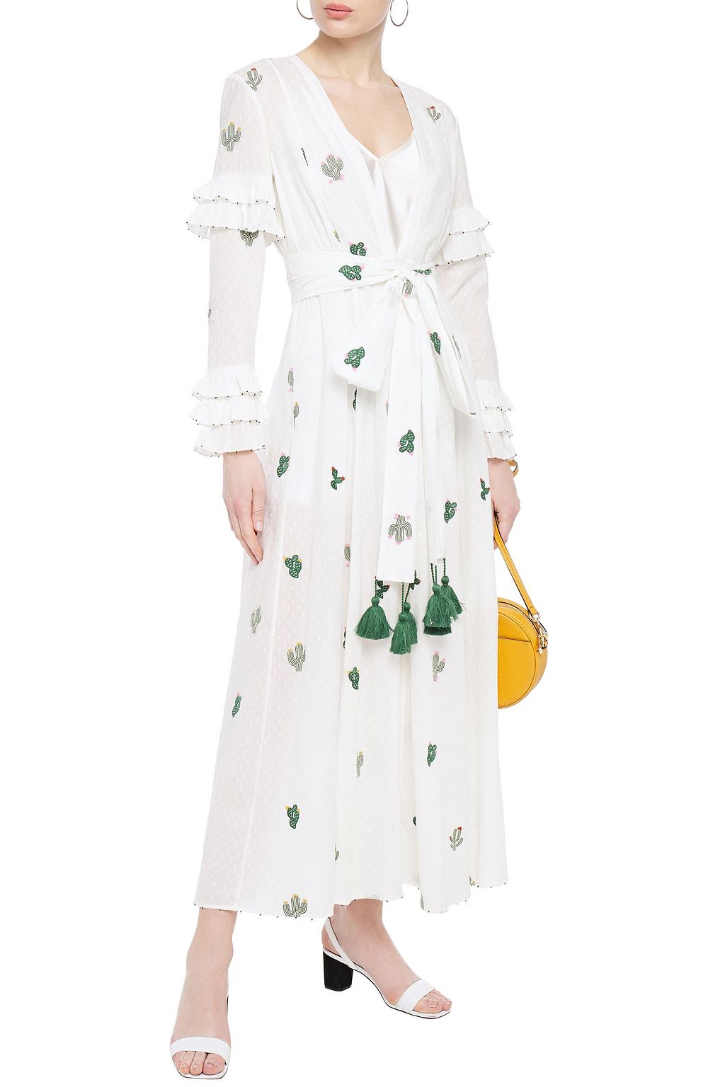 WE ARE LEONE Embroidered fil-coupé cotton maxi dress