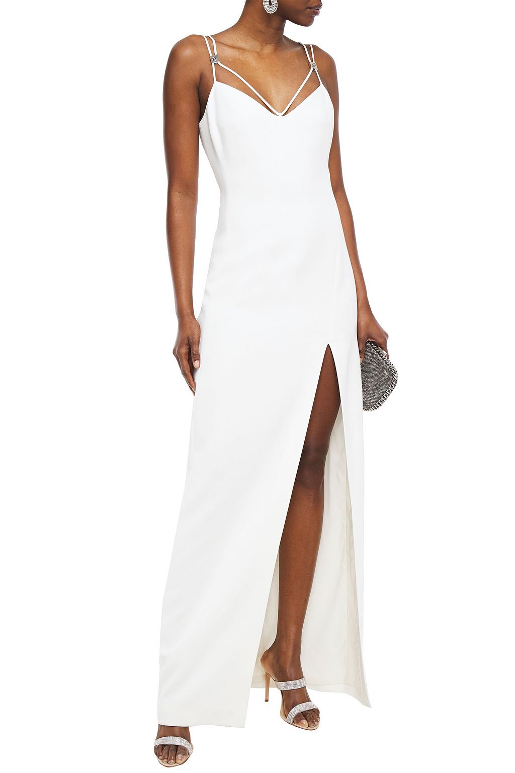 DAVID KOMA Embellished split-front cady gown