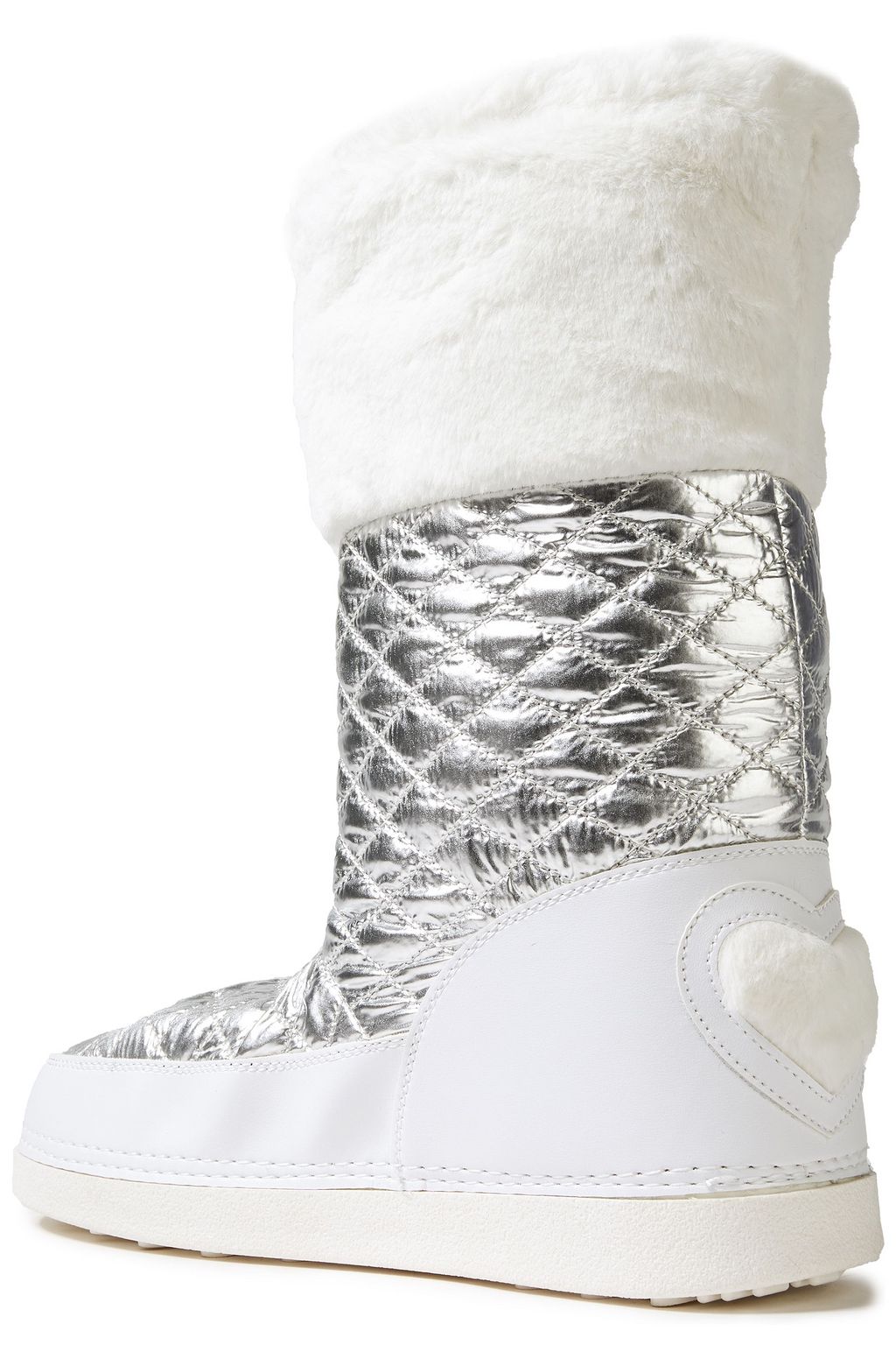 LOVE MOSCHINO Faux fur-trimmed metallic quilted shell snow boots