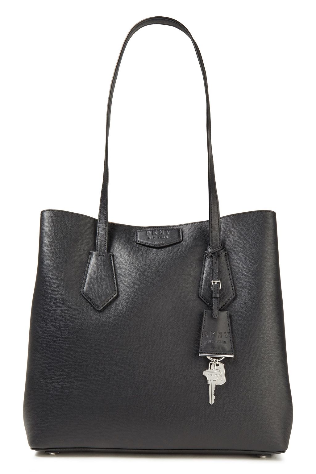 dkny black leather tote