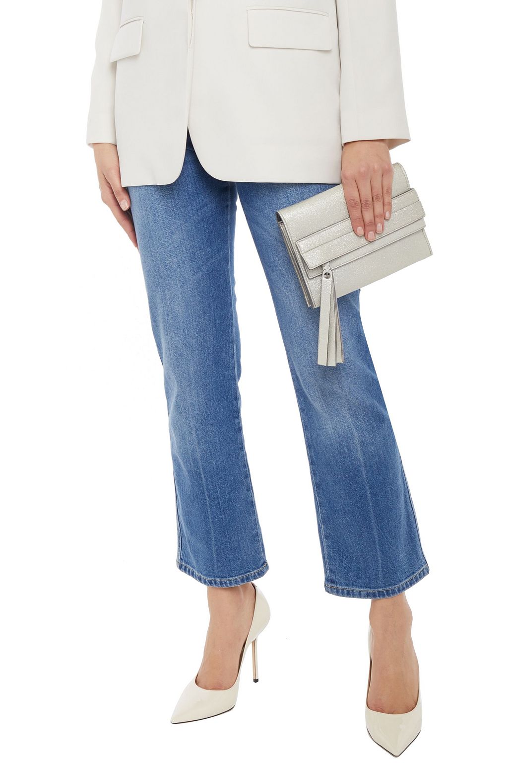 ELENA GHISELLINI Nina glittered leather clutch