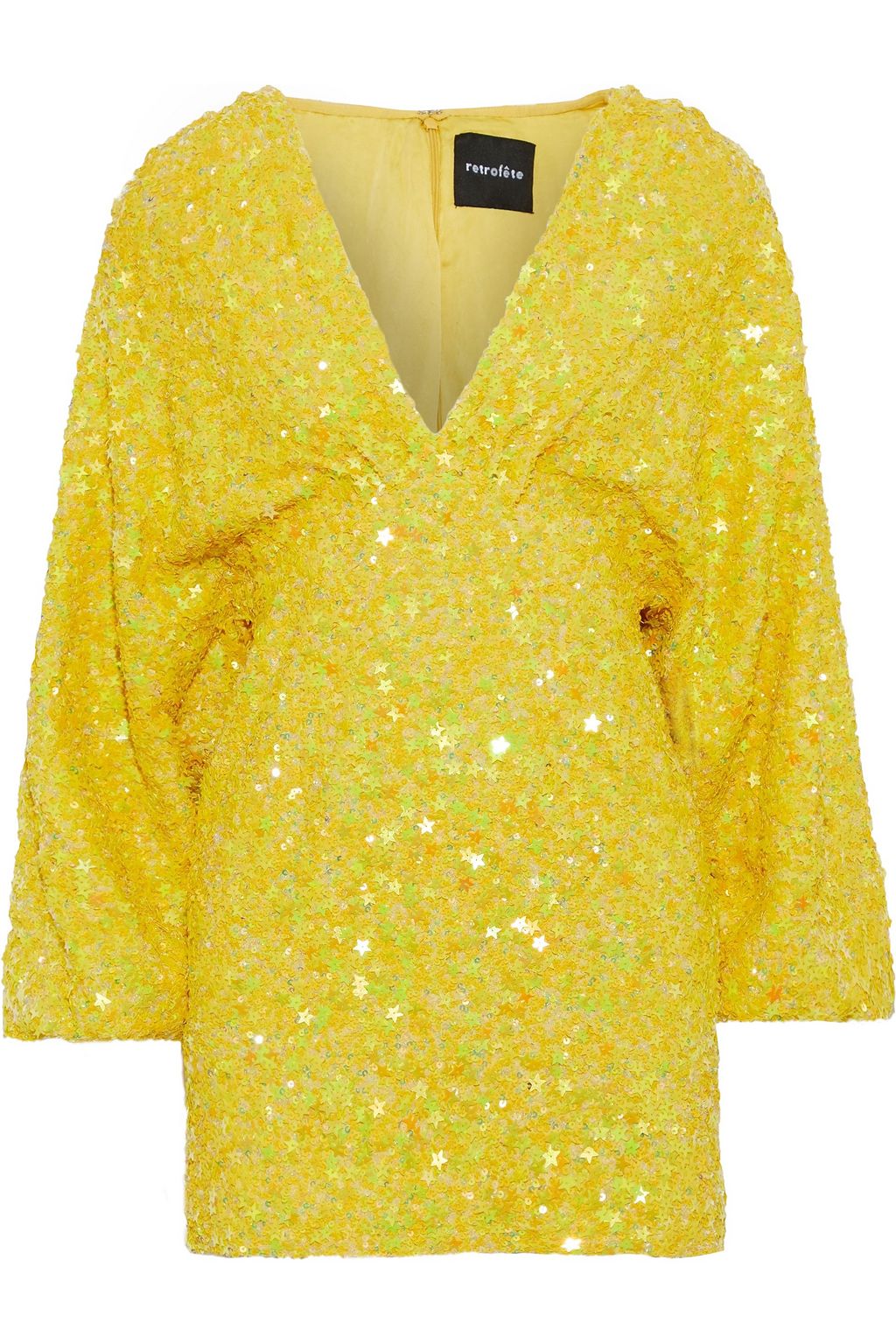 yellow sequin mini dress