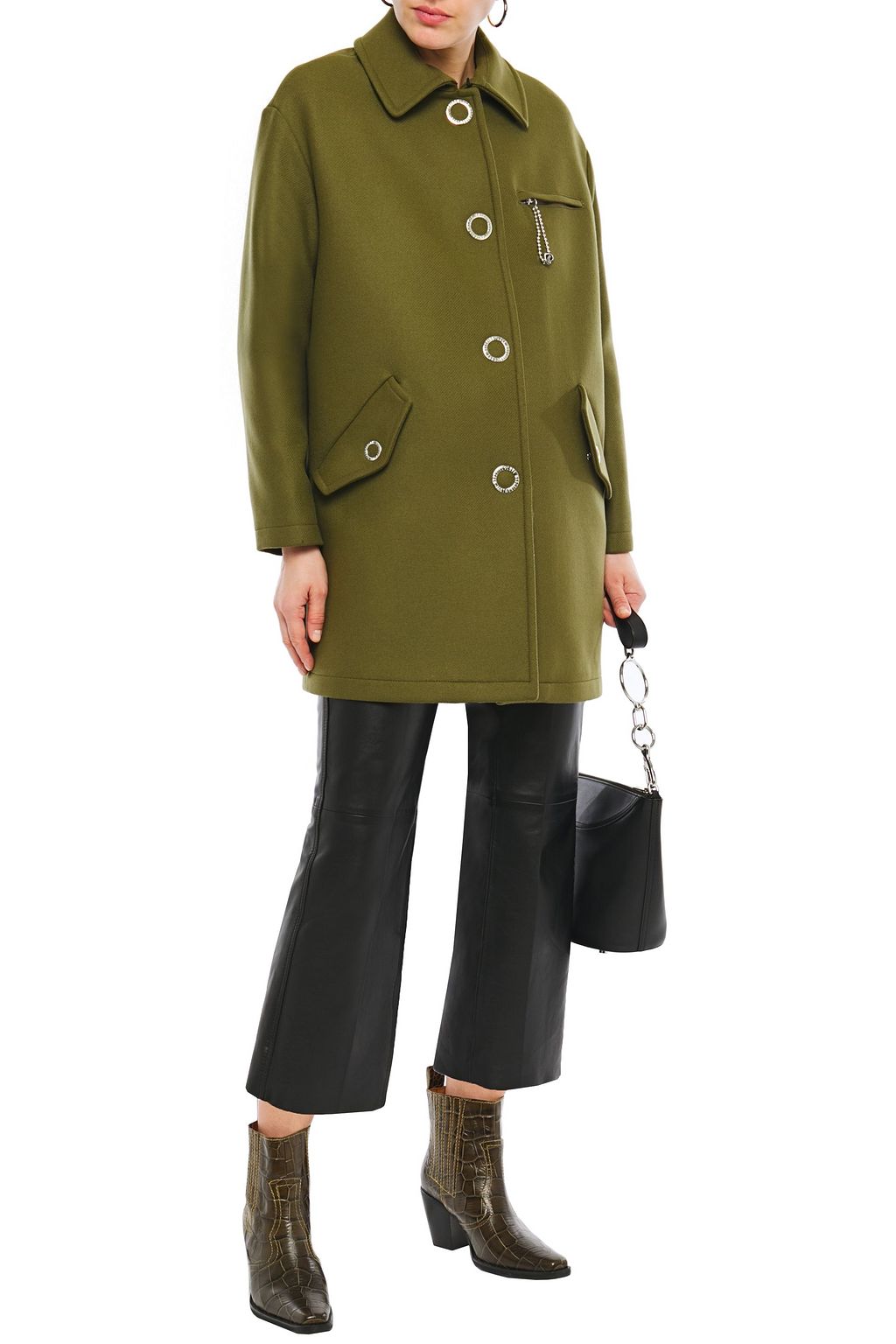 LOVE MOSCHINO Snap-detailed wool-blend twill coat
