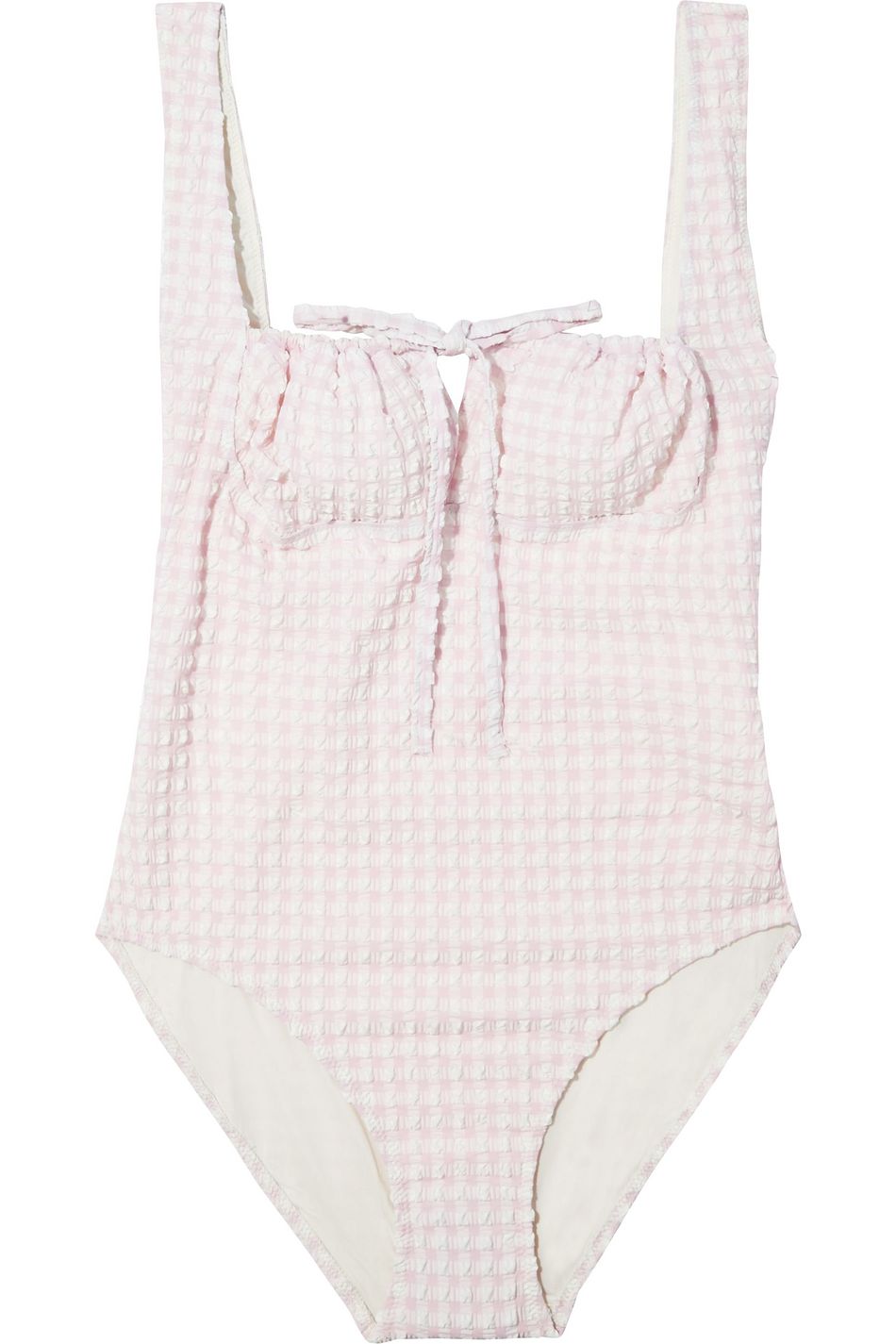solid and striped gingham one piece