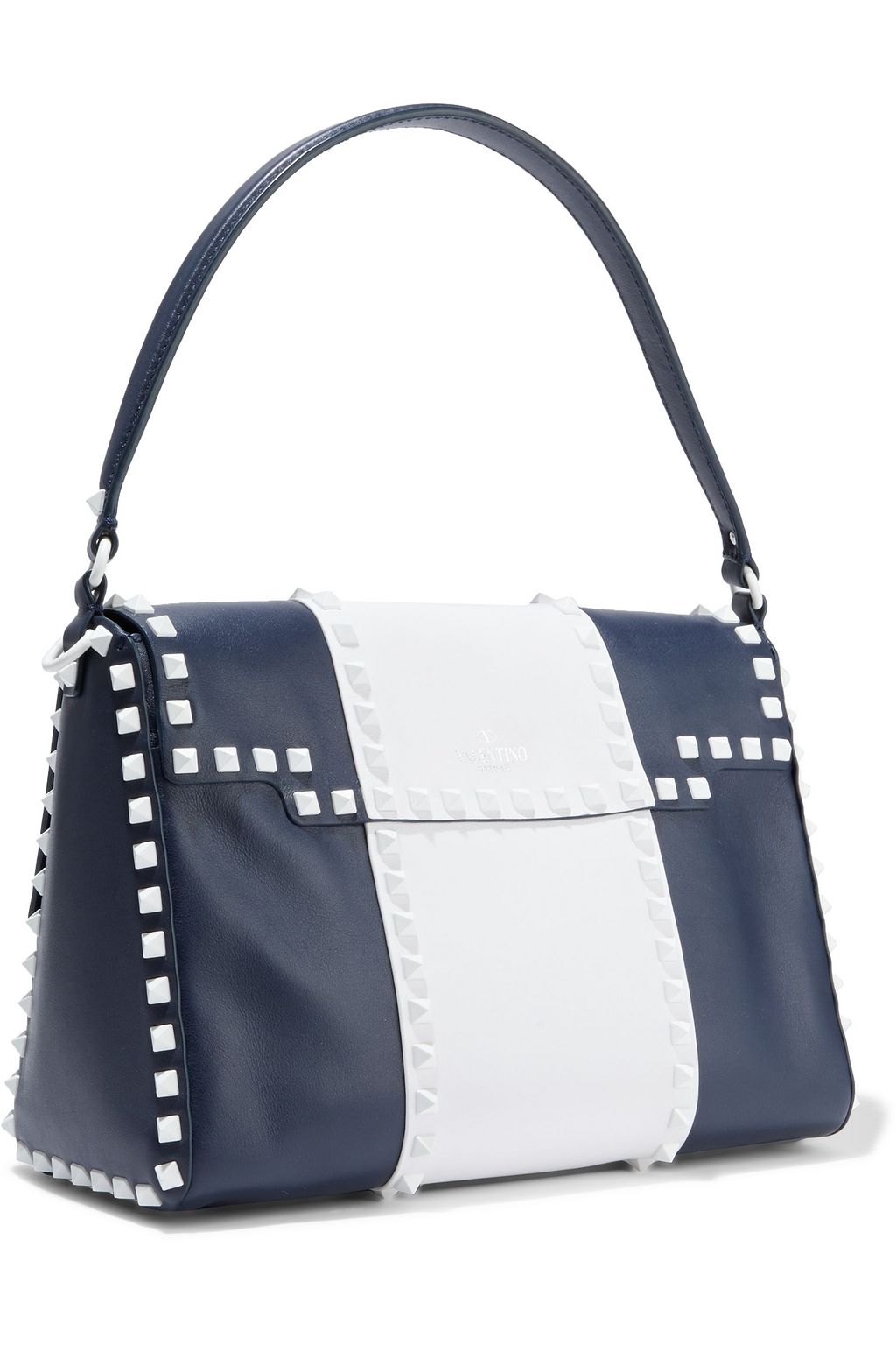 VALENTINO GARAVANI Free Rockstud two-tone textured-leather shoulder bag