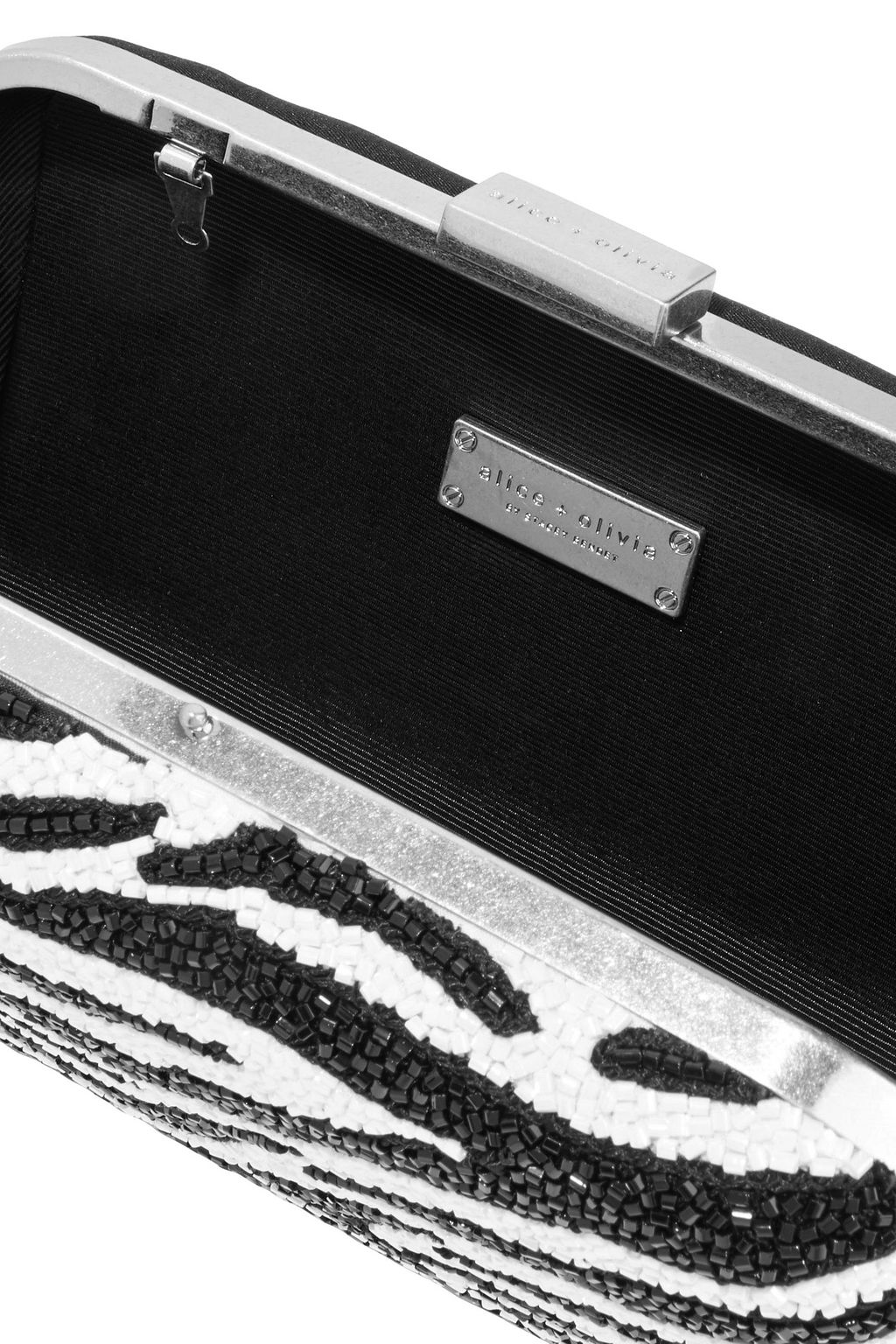 ALICE + OLIVIA Shirley beaded embroidered satin box clutch