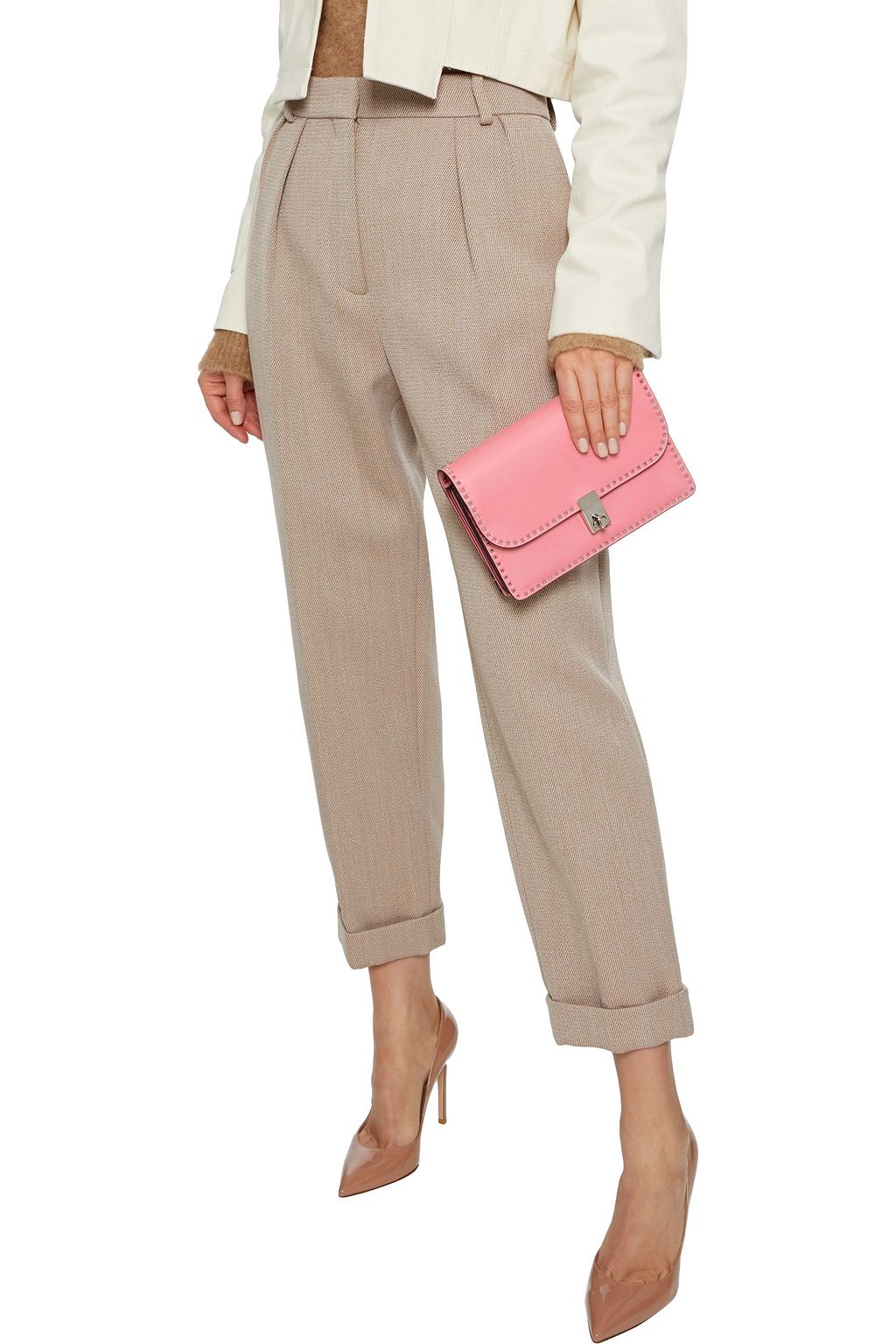 VALENTINO GARAVANI Stud Stitching leather shoulder bag