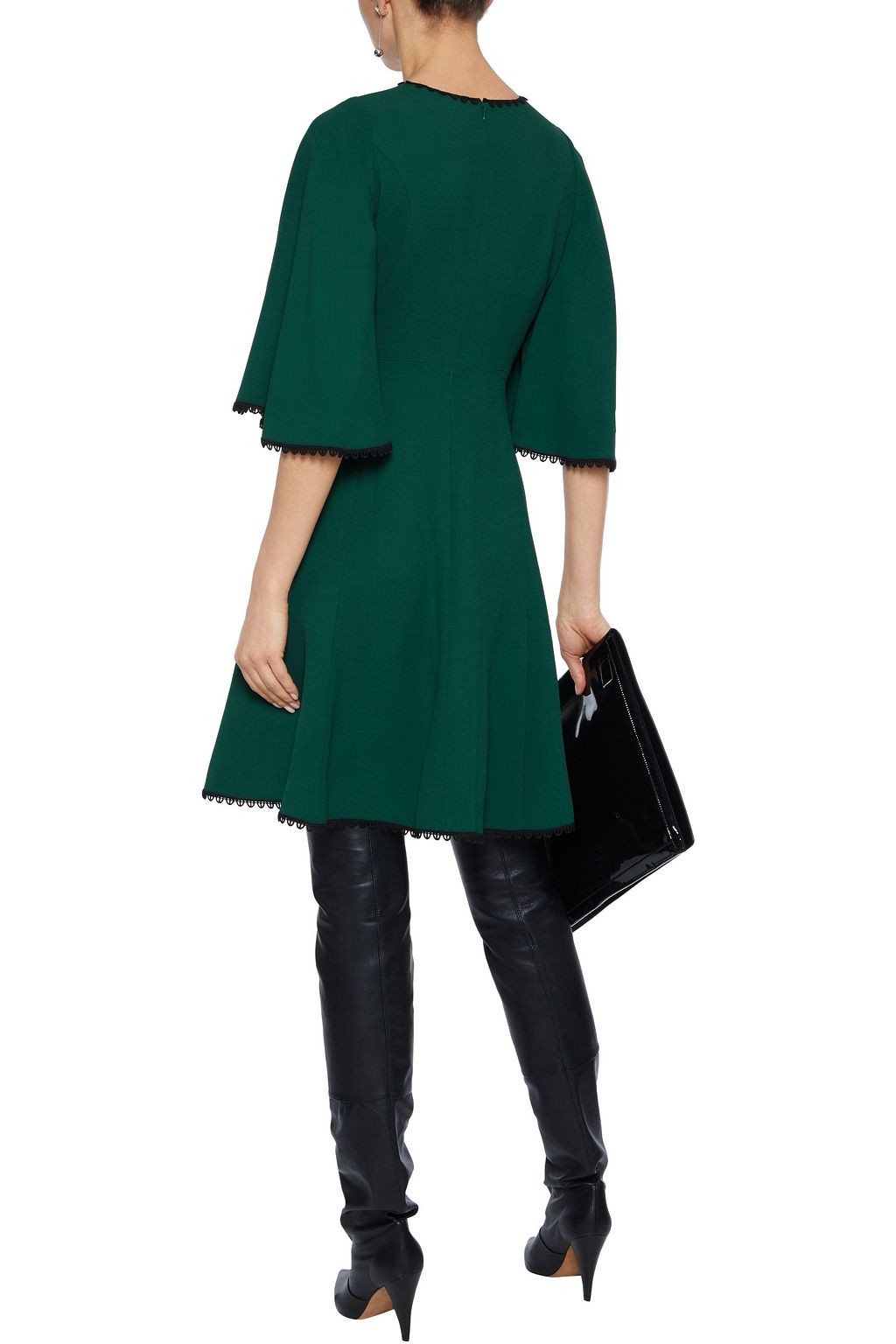 ANDREW GN Lace-paneled crochet-trimmed crepe mini dress