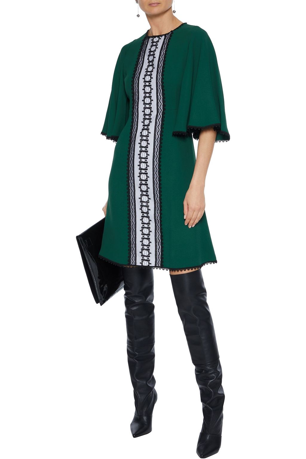 ANDREW GN Lace-paneled crochet-trimmed crepe mini dress